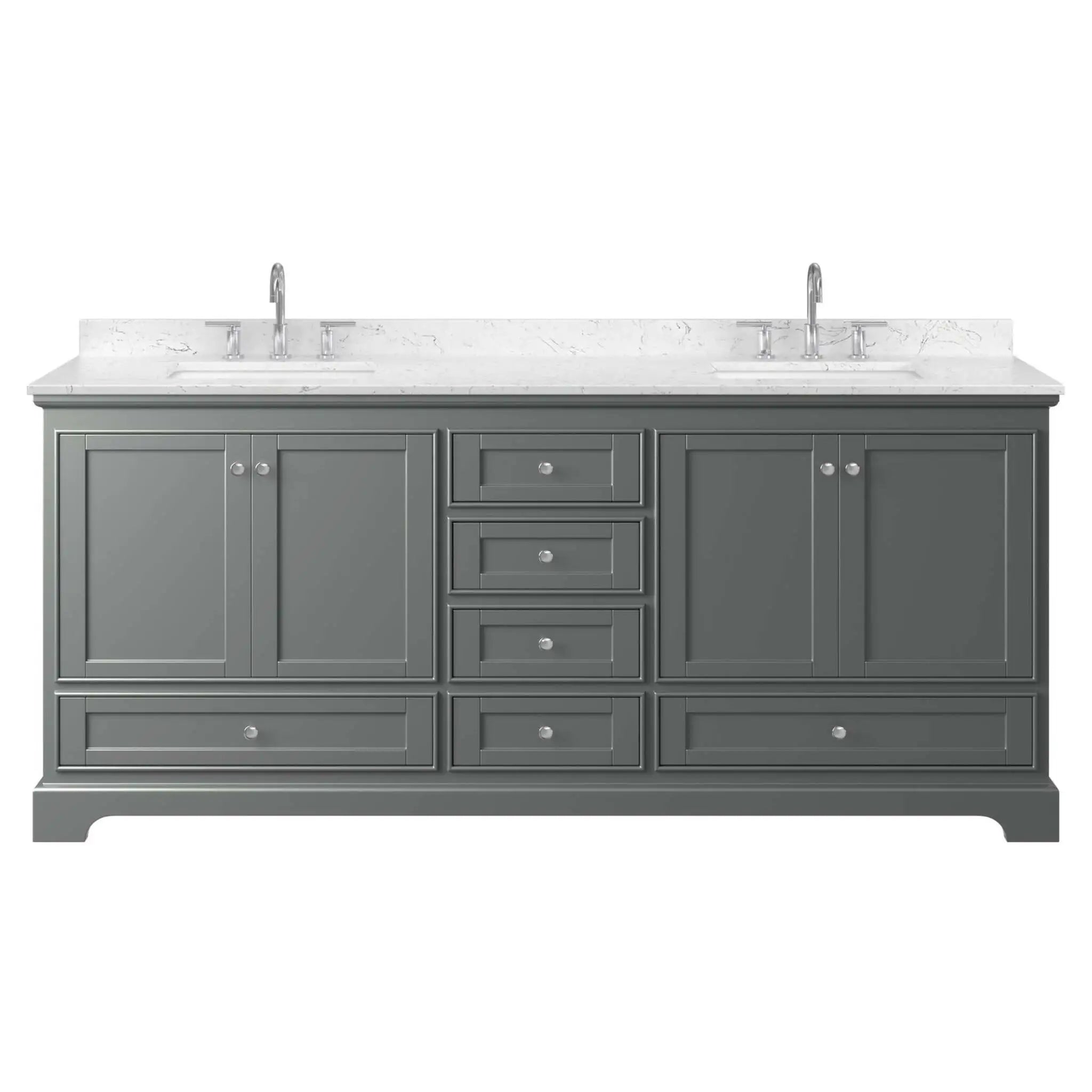 80" Deborah Double Bathroom Vanity in Dark Gray with Polished Chrome Trim by Wyndham