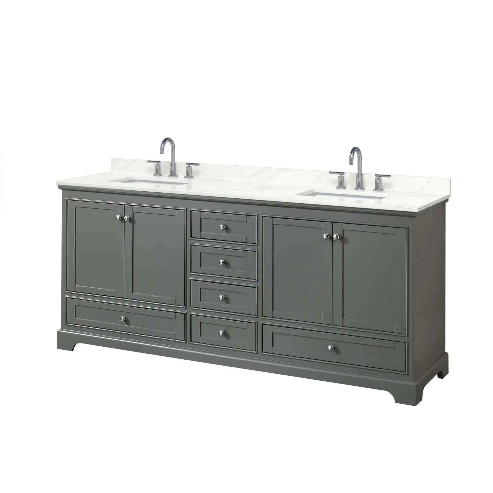 80" Deborah Double Bathroom Vanity in Dark Gray with Polished Chrome Trim by Wyndham