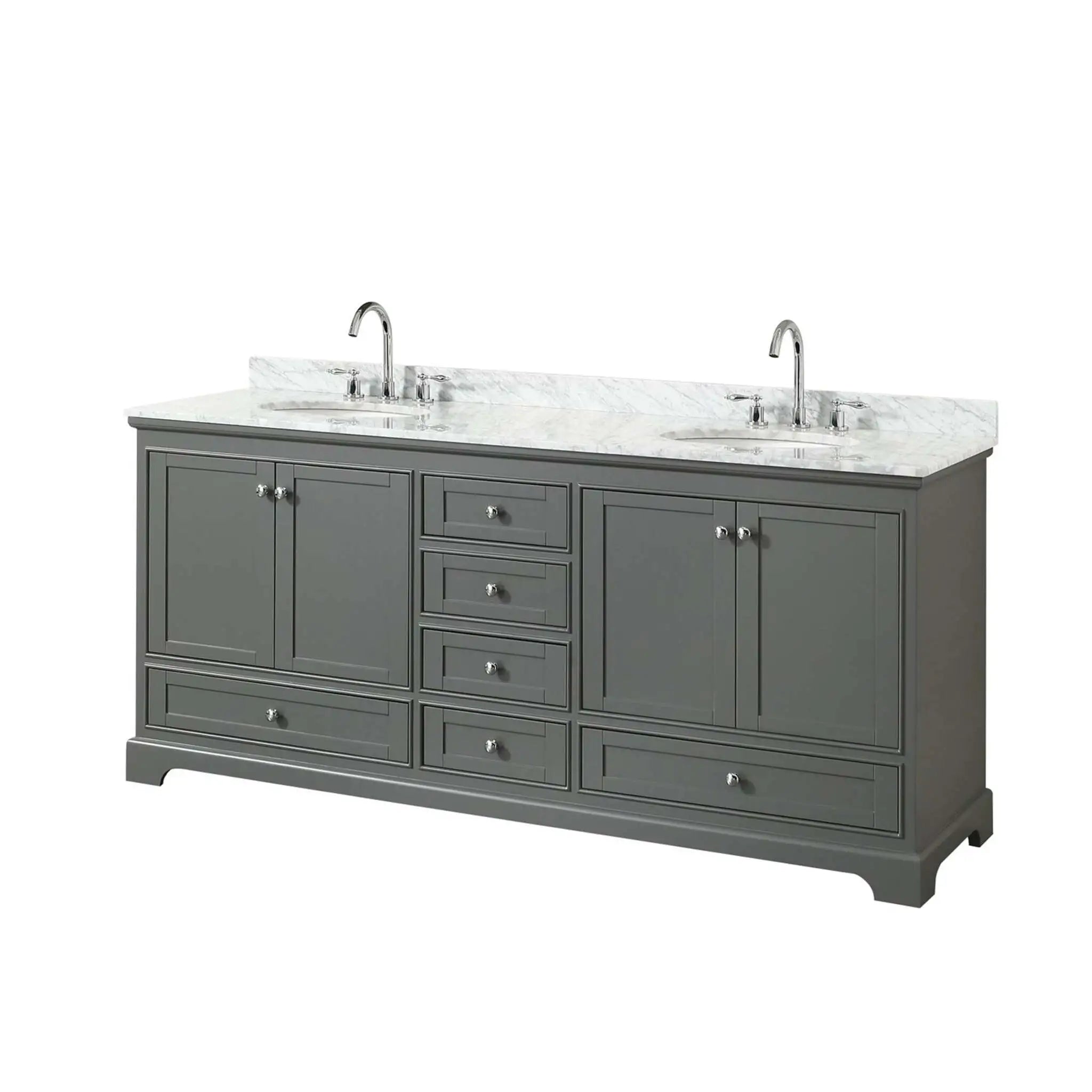 80" Deborah Double Bathroom Vanity in Dark Gray with Polished Chrome Trim by Wyndham