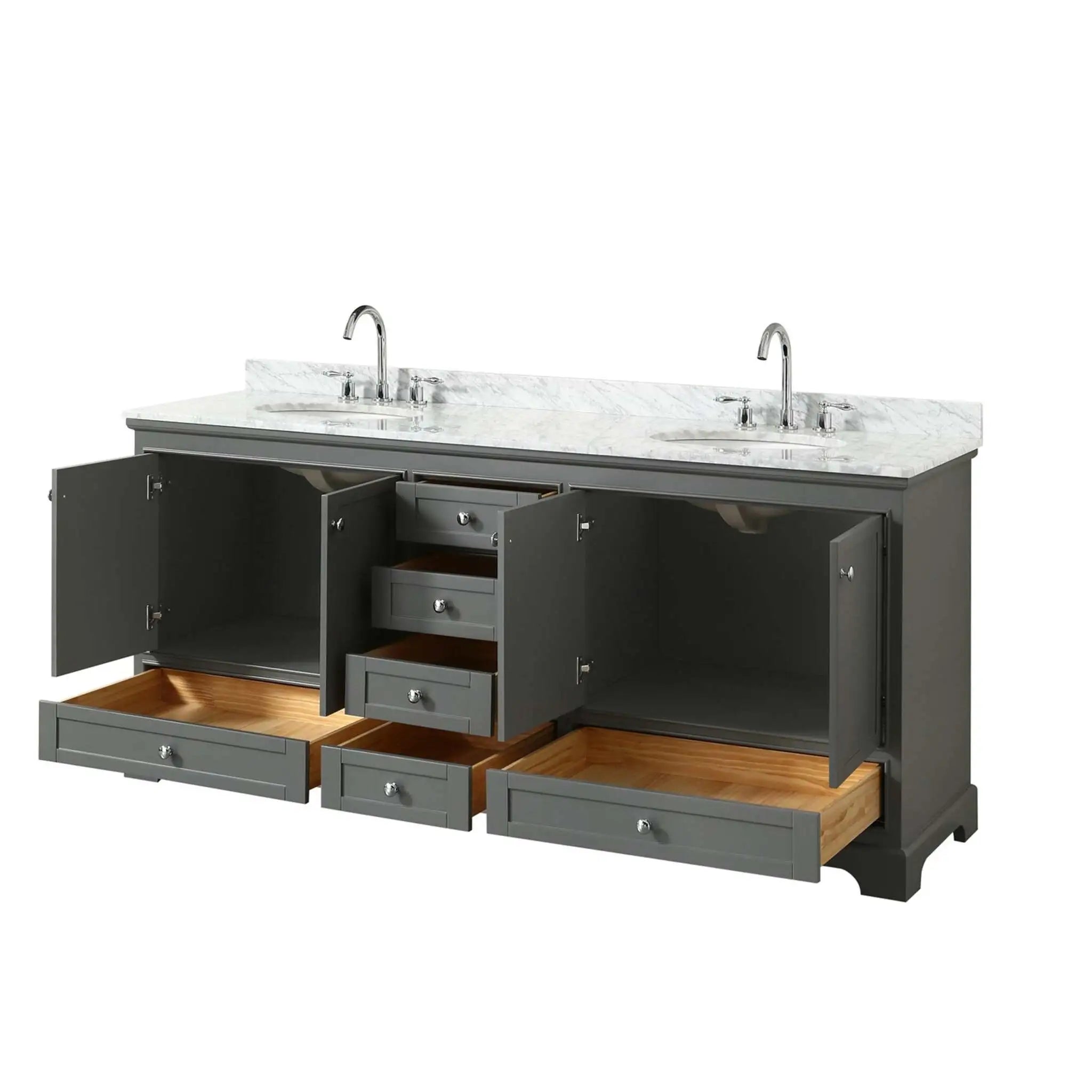 80" Deborah Double Bathroom Vanity in Dark Gray with Polished Chrome Trim by Wyndham