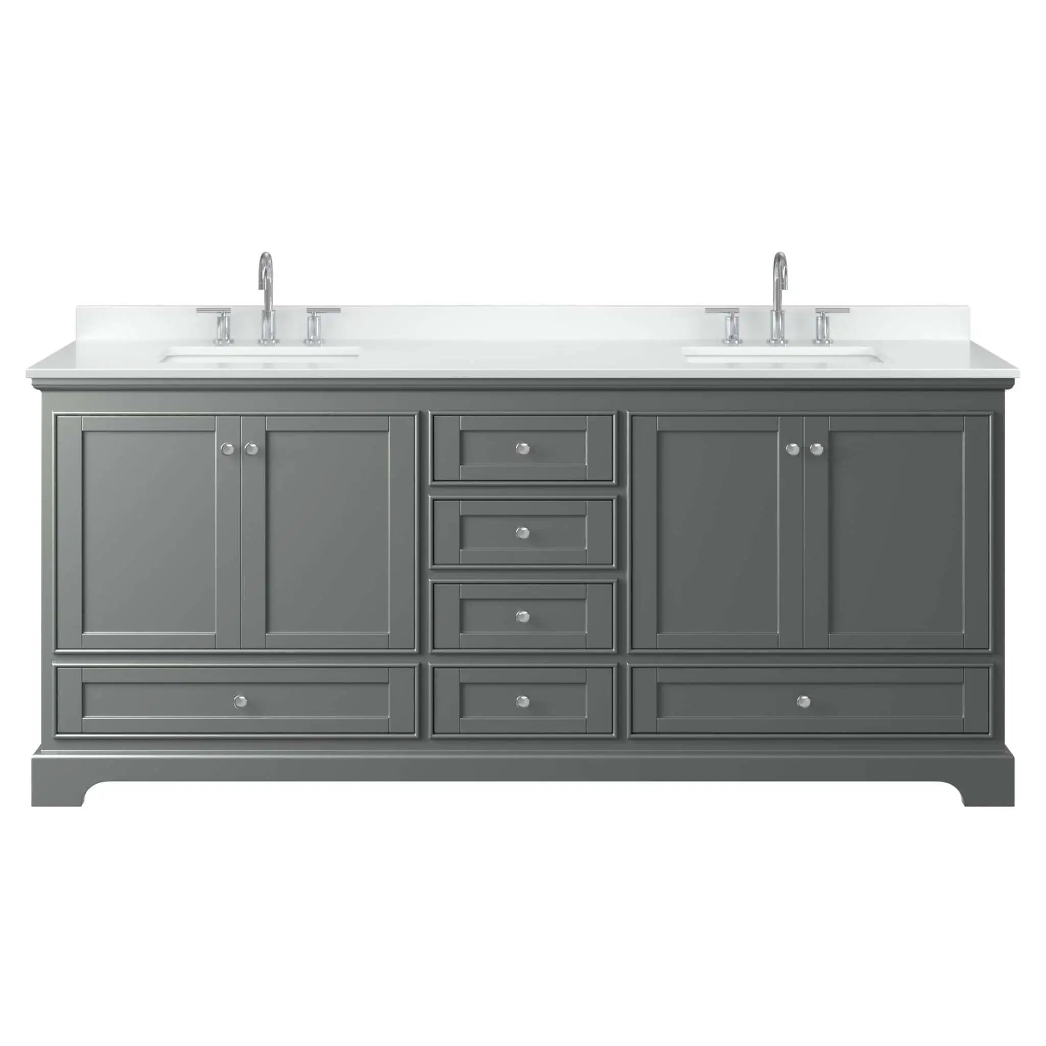 80" Deborah Double Bathroom Vanity in Dark Gray with Polished Chrome Trim by Wyndham