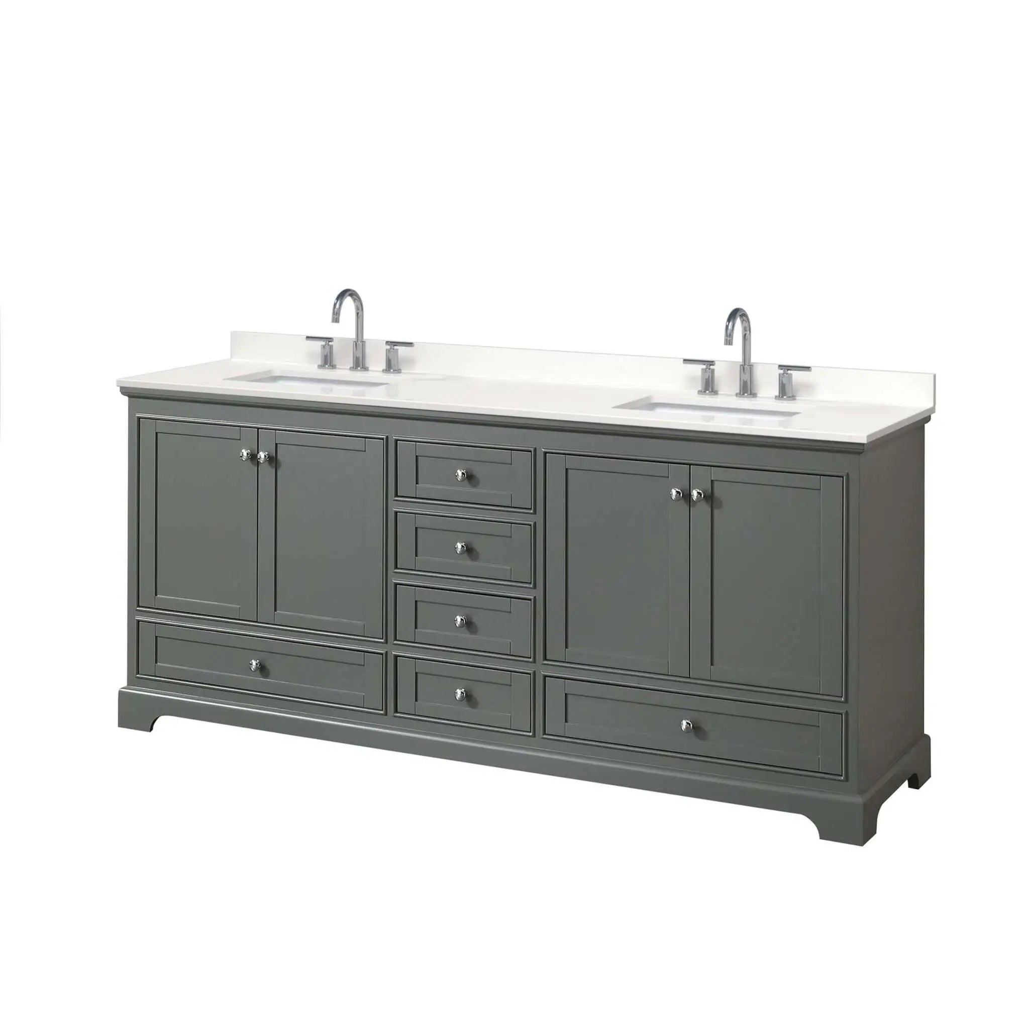 80" Deborah Double Bathroom Vanity in Dark Gray with Polished Chrome Trim by Wyndham