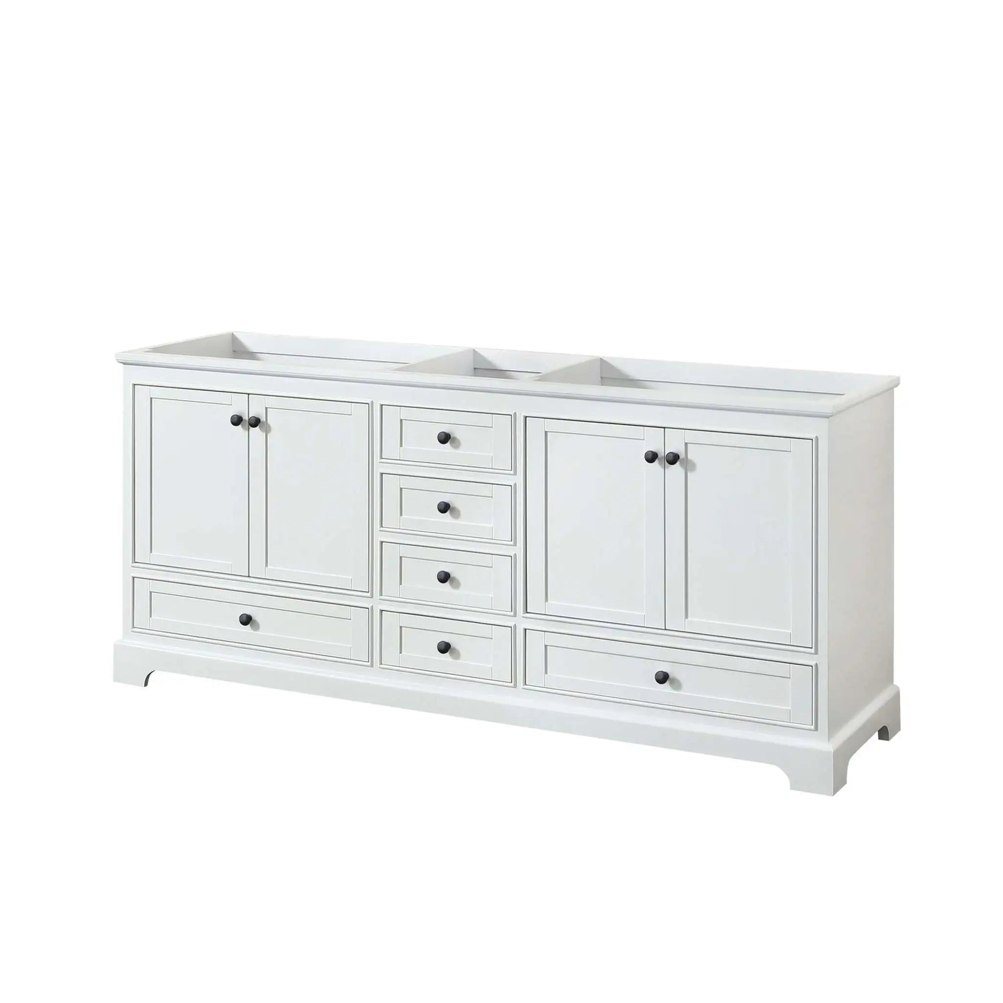 80" Deborah Double Bathroom Vanity in White with Matte Black Trim by Wyndham