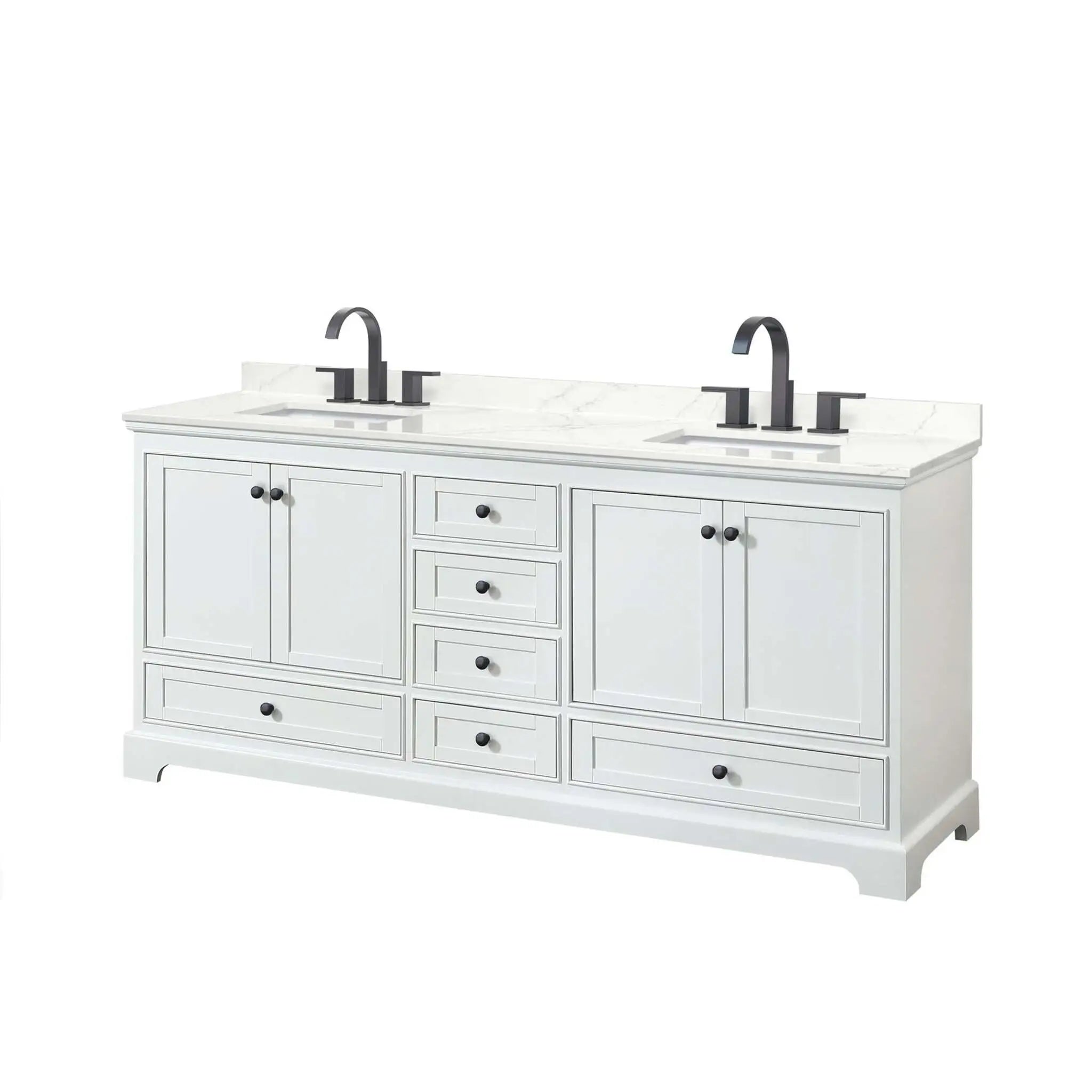 80" Deborah Double Bathroom Vanity in White with Matte Black Trim by Wyndham