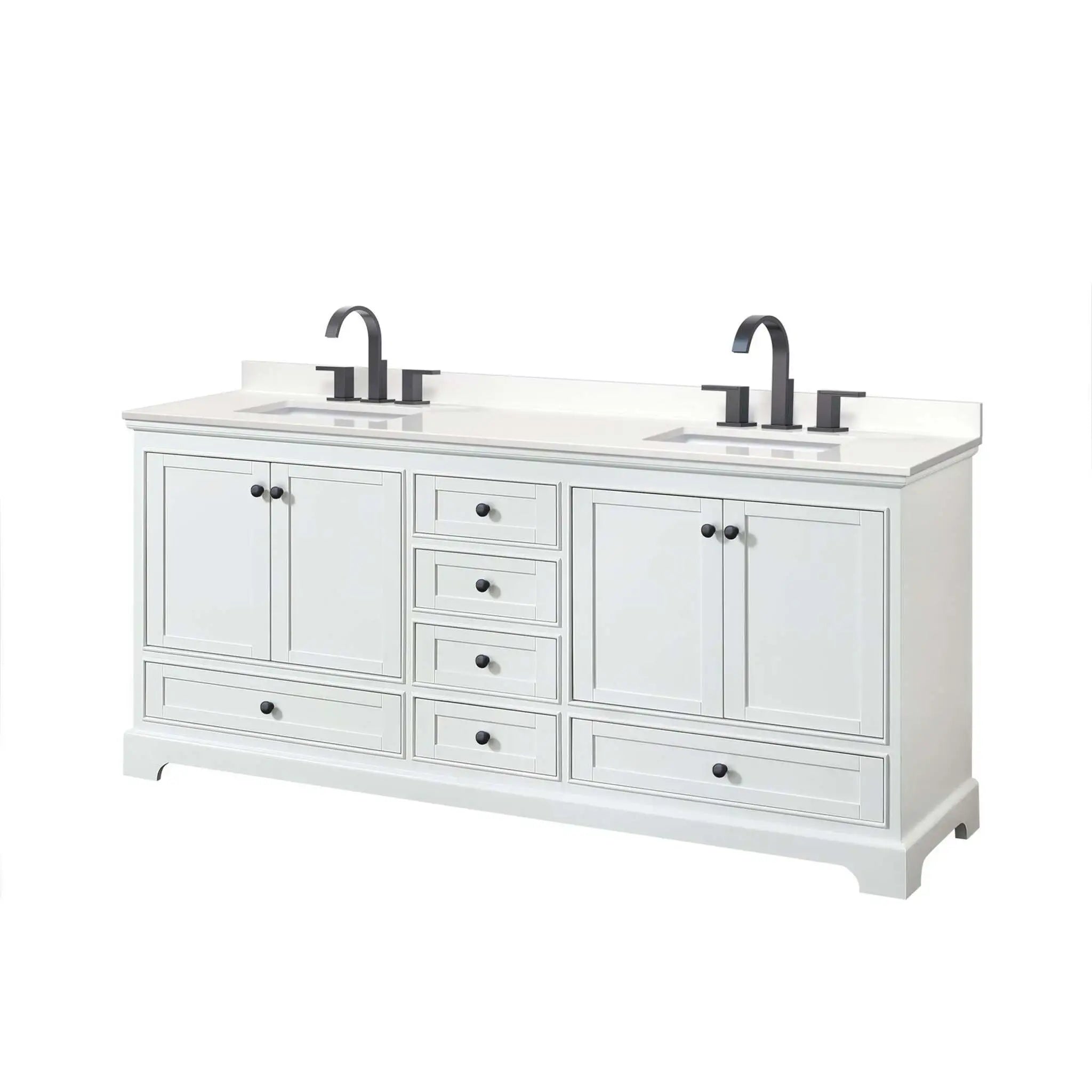 80" Deborah Double Bathroom Vanity in White with Matte Black Trim by Wyndham