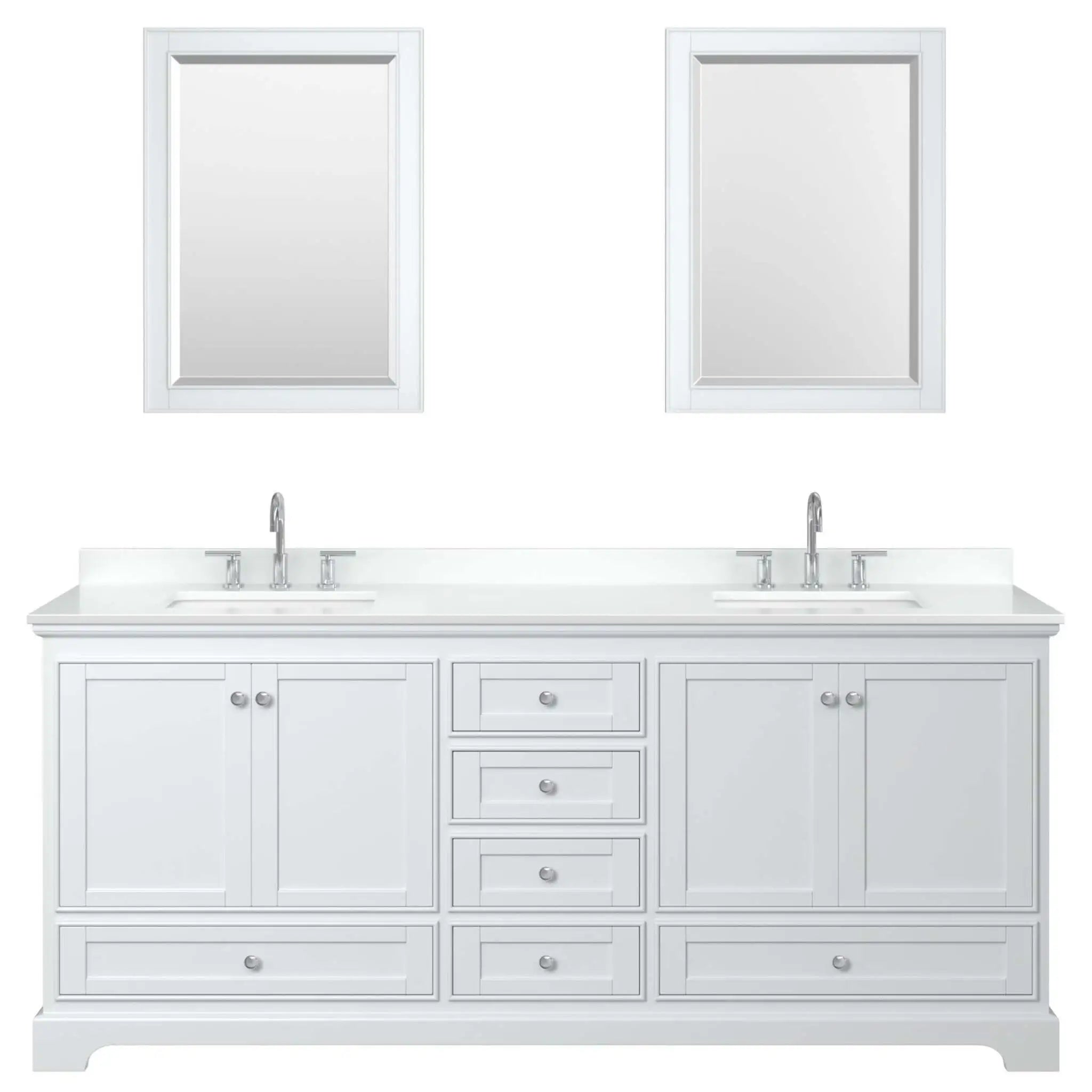 80" Deborah Double Bathroom Vanity in White with Polished Chrome Trim & 24" Mirror by Wyndham