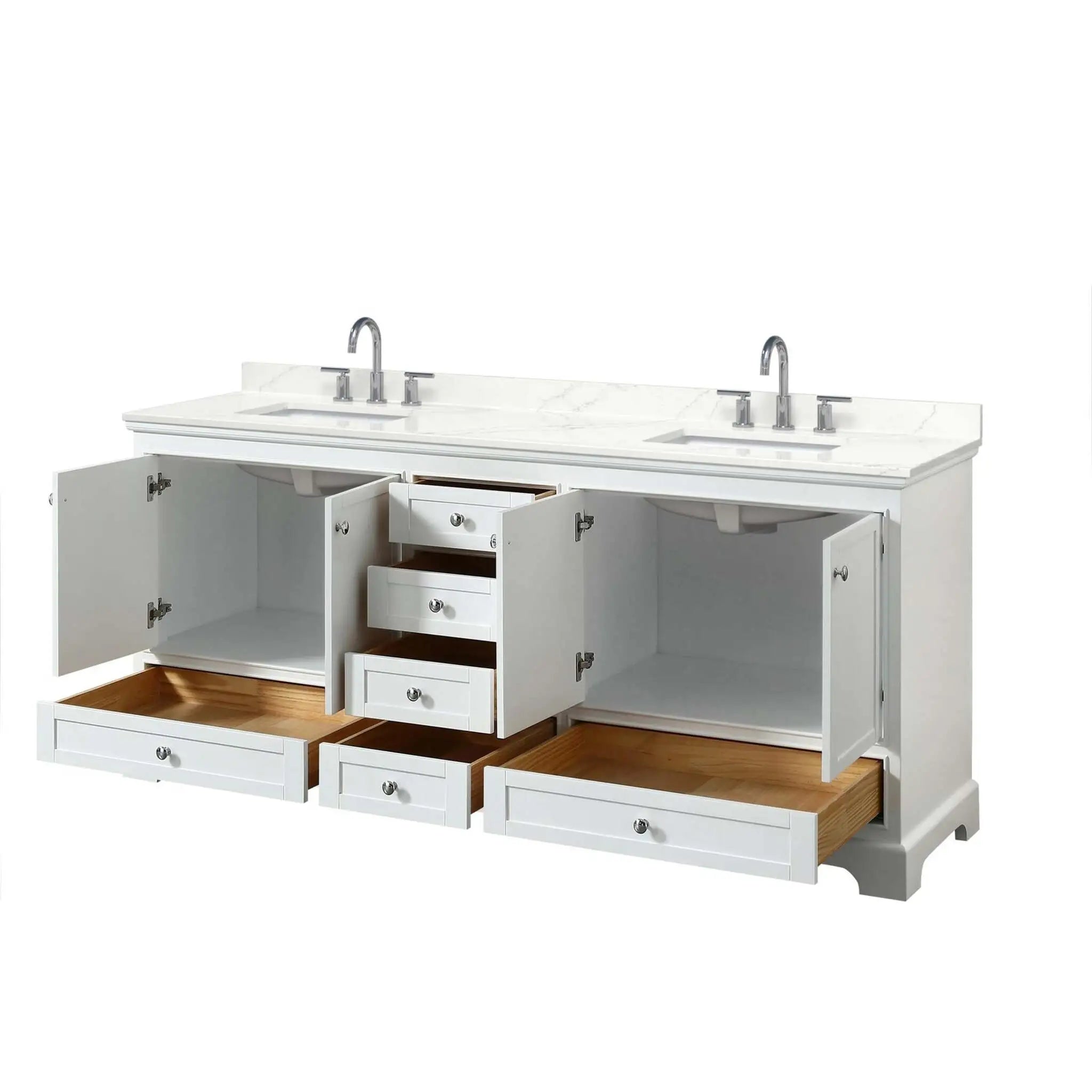 80" Deborah Double Bathroom Vanity in White with Polished Chrome Trim by Wyndham