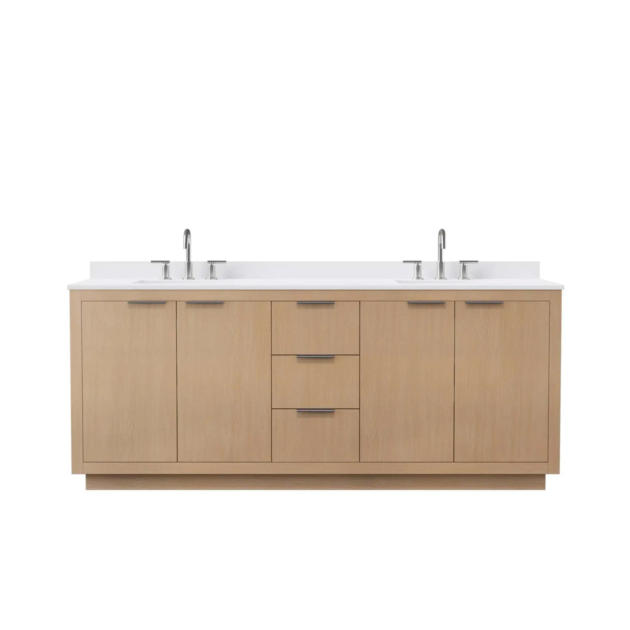 80" Maroni Double Bathroom Vanity in Light Straw with Brushed Nickel Trim by Wyndham
