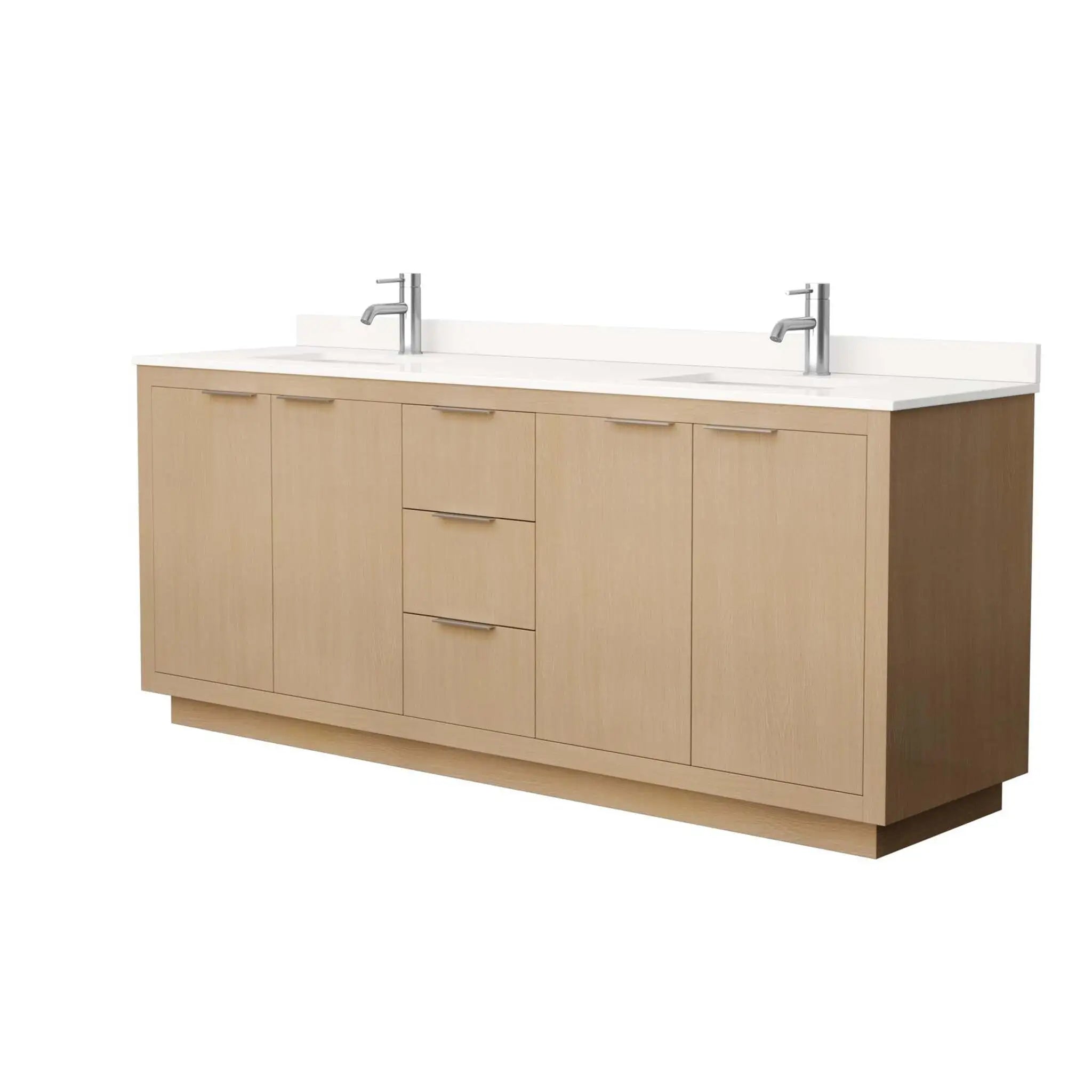 80" Maroni Double Bathroom Vanity in Light Straw with Brushed Nickel Trim by Wyndham