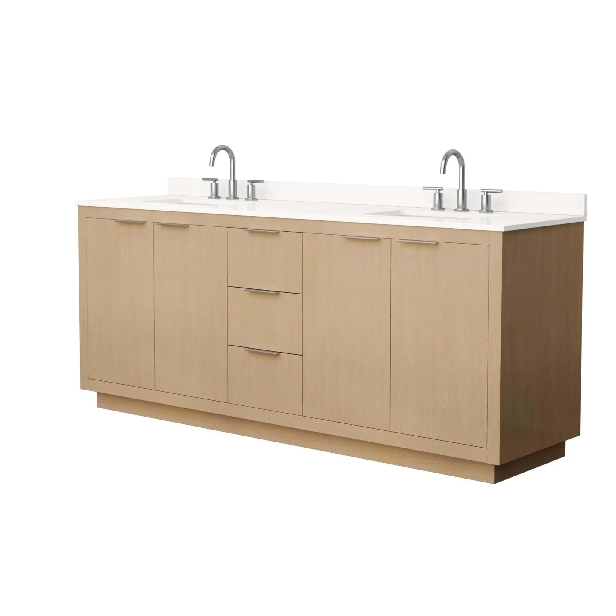80" Maroni Double Bathroom Vanity in Light Straw with Brushed Nickel Trim by Wyndham