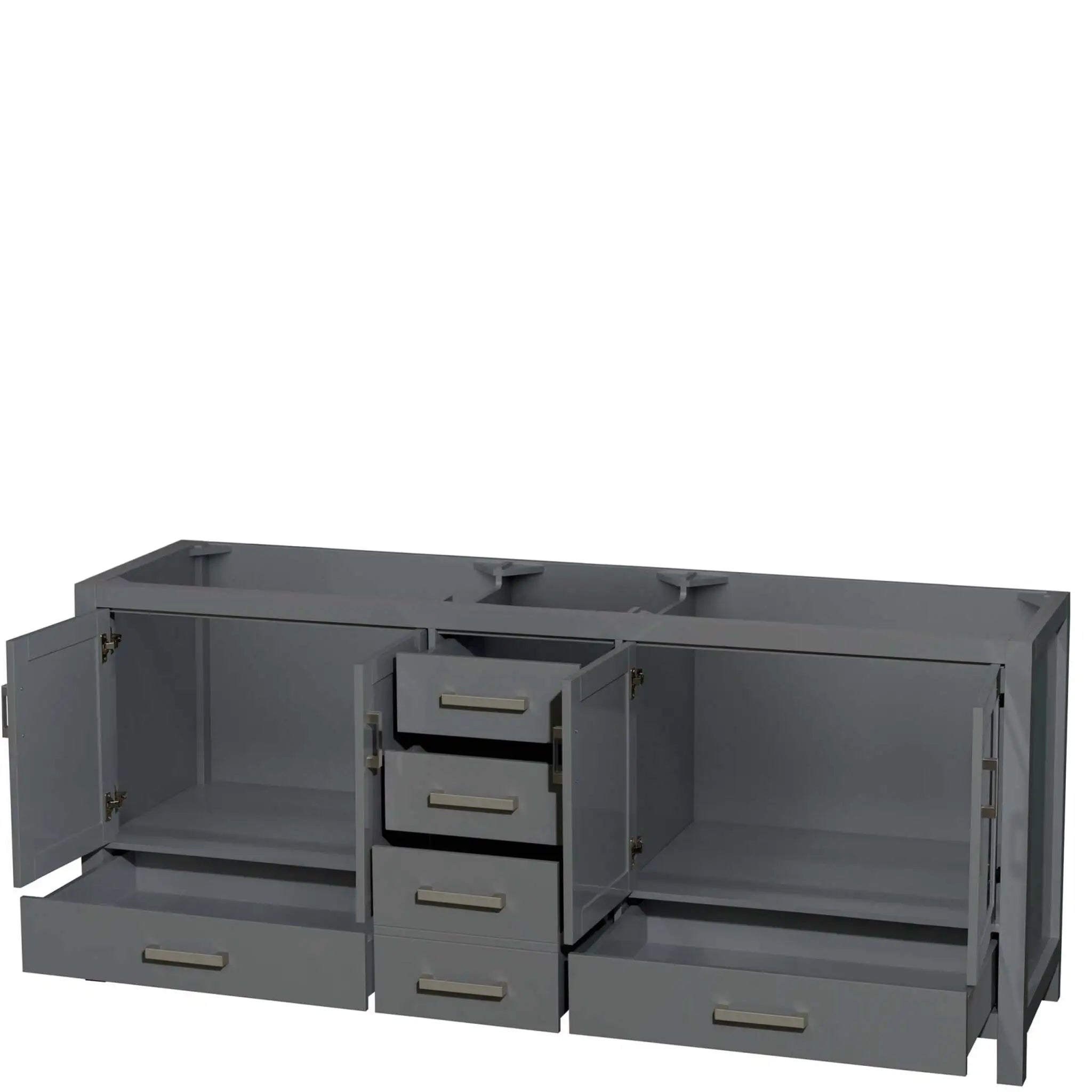 80" Sheffield Double Bathroom Vanity in Dark Gray with Brushed Chrome Trim by Wyndham