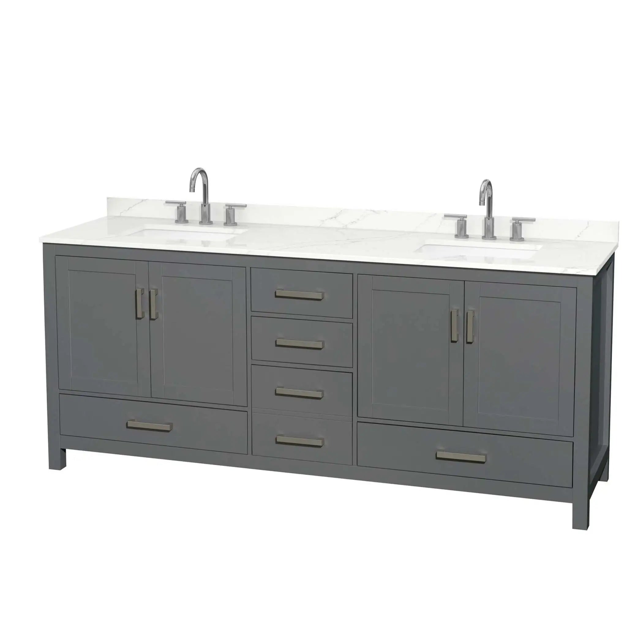 80" Sheffield Double Bathroom Vanity in Dark Gray with Brushed Chrome Trim by Wyndham