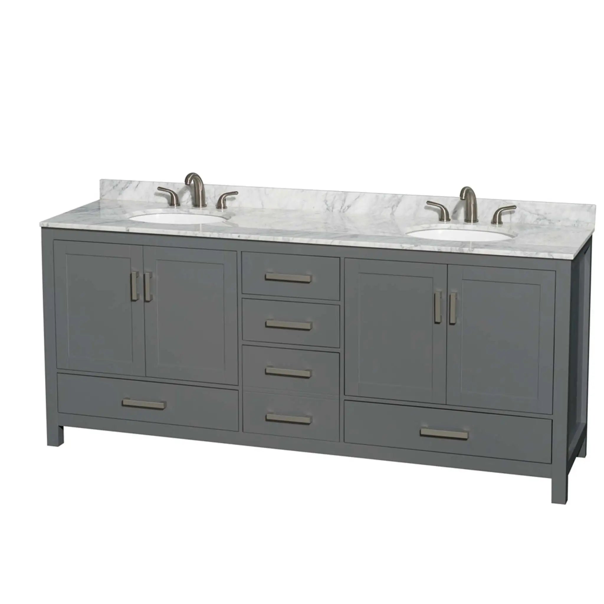 80" Sheffield Double Bathroom Vanity in Dark Gray with Brushed Chrome Trim by Wyndham