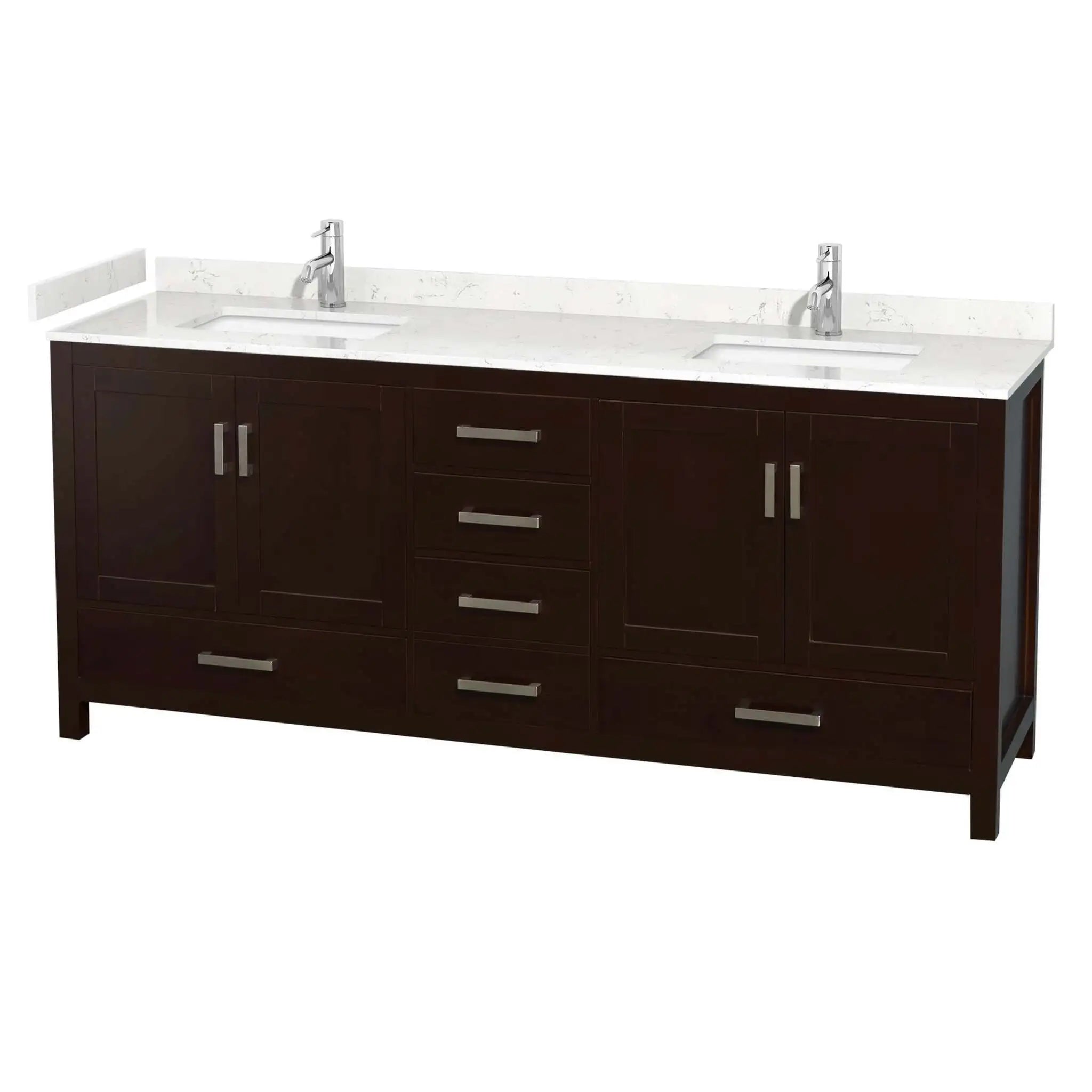80" Sheffield Double Bathroom Vanity in Espresso with Brushed Chrome Trim by Wyndham
