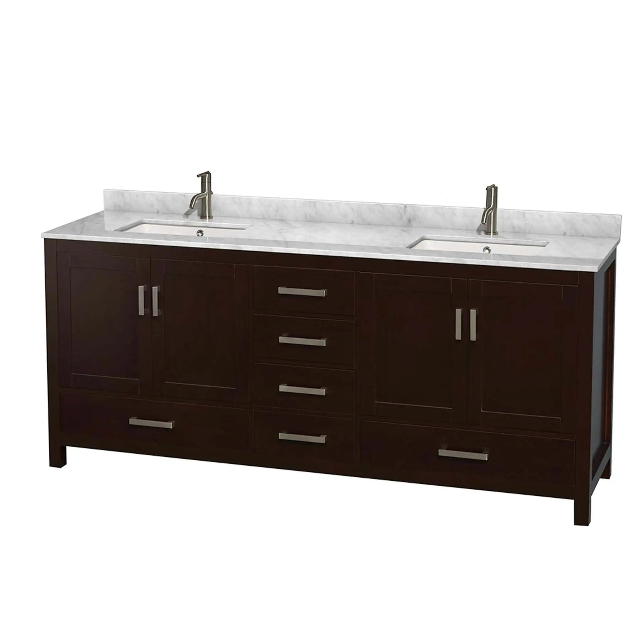 80" Sheffield Double Bathroom Vanity in Espresso with Brushed Chrome Trim by Wyndham