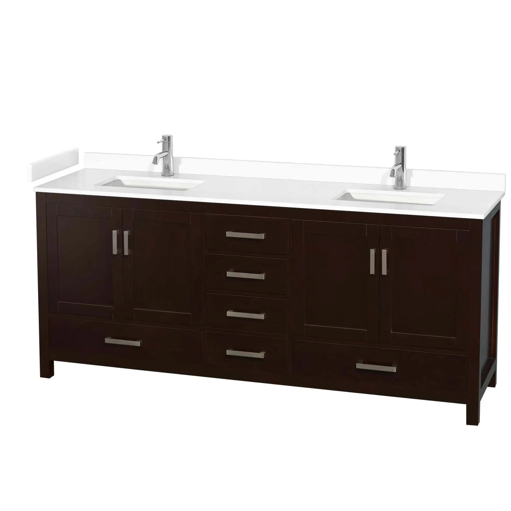 80" Sheffield Double Bathroom Vanity in Espresso with Brushed Chrome Trim by Wyndham