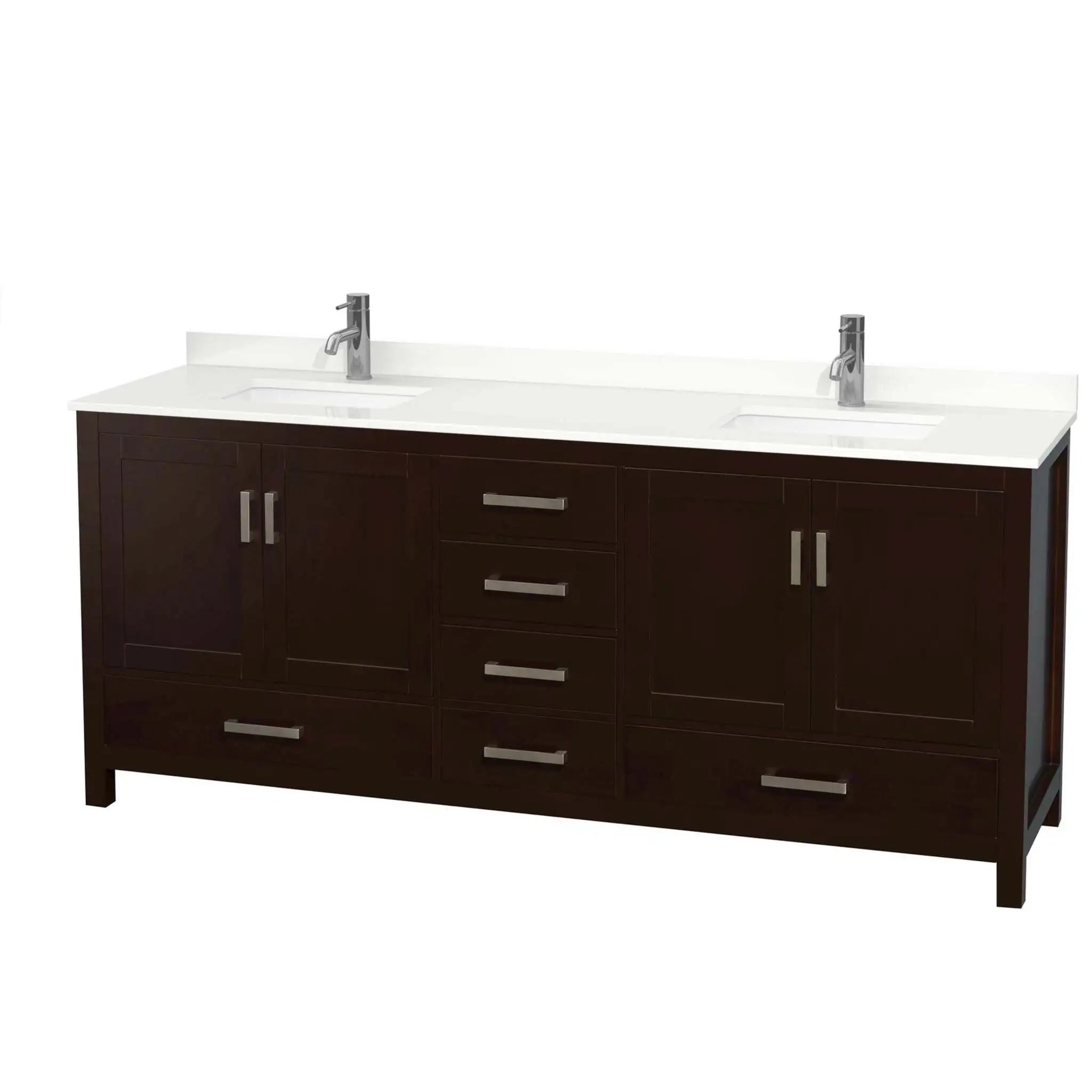 80" Sheffield Double Bathroom Vanity in Espresso with Brushed Chrome Trim by Wyndham
