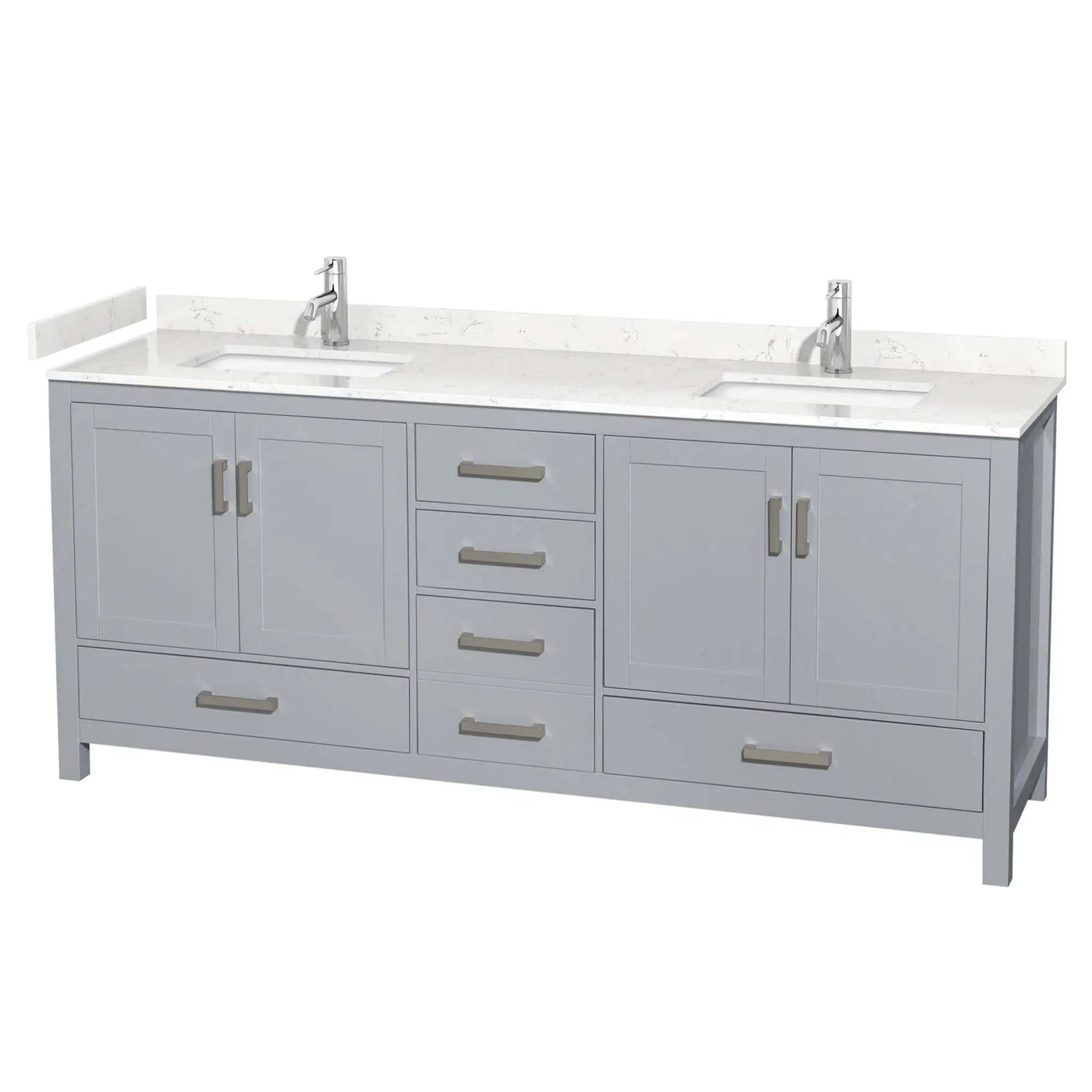 80" Sheffield Double Bathroom Vanity in Gray with Brushed Chrome Trim by Wyndham