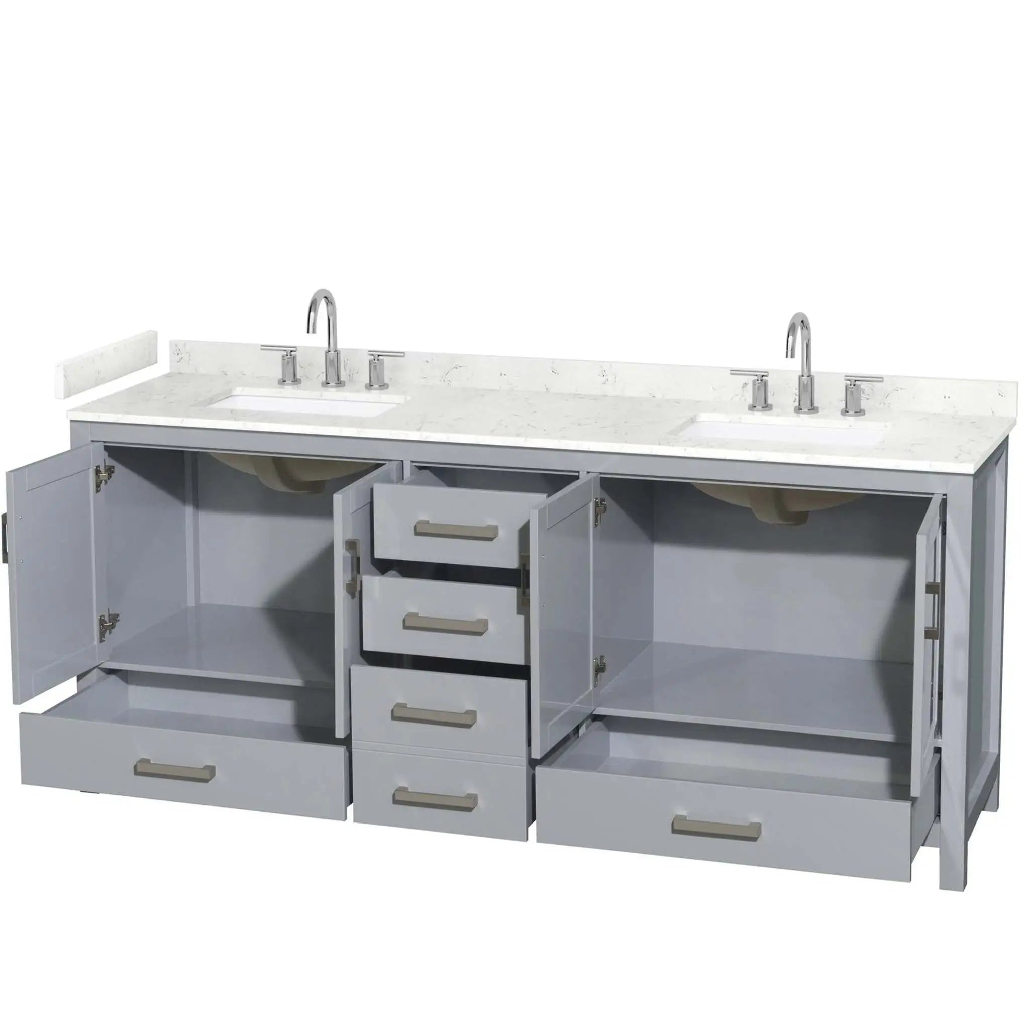 80" Sheffield Double Bathroom Vanity in Gray with Brushed Chrome Trim by Wyndham