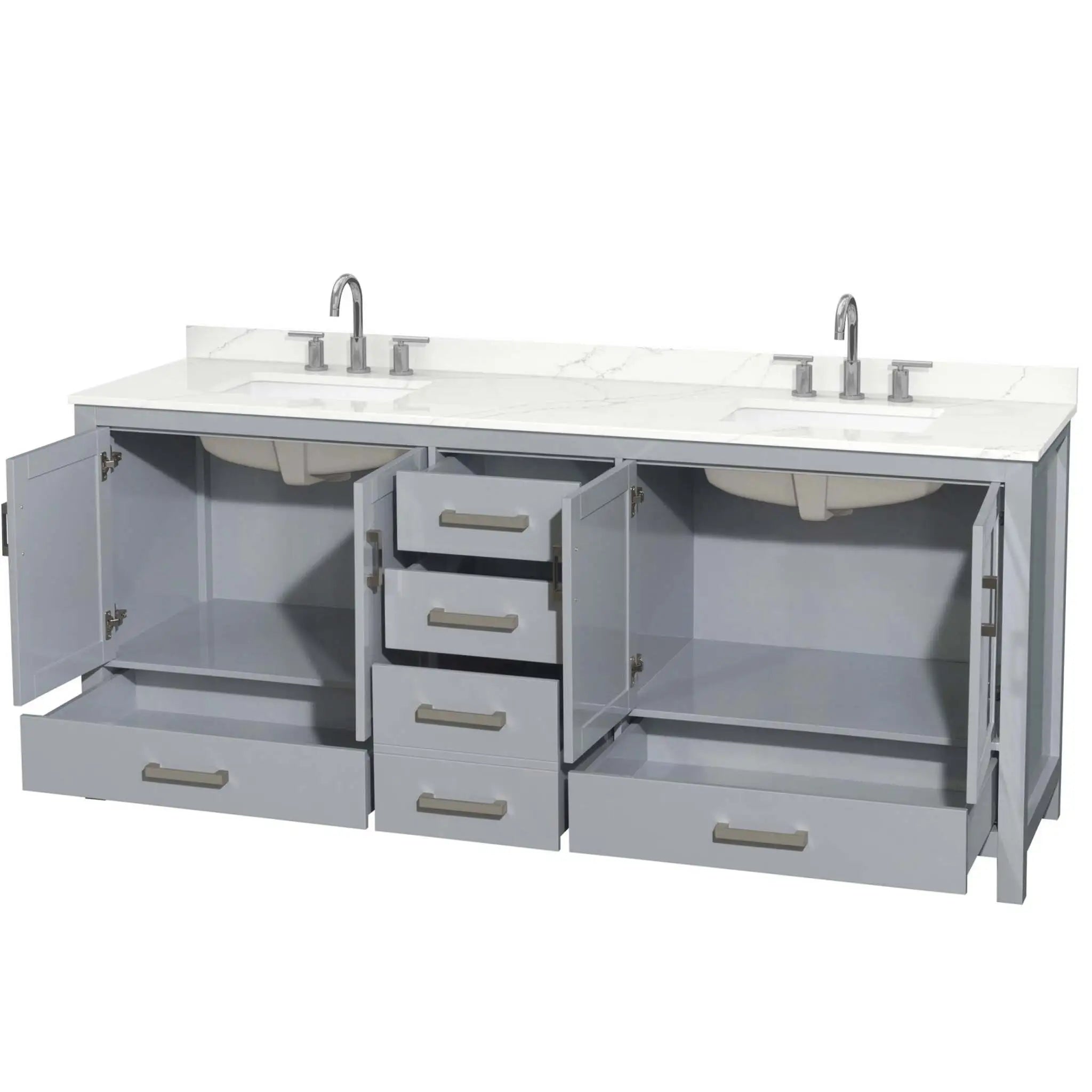80" Sheffield Double Bathroom Vanity in Gray with Brushed Chrome Trim by Wyndham