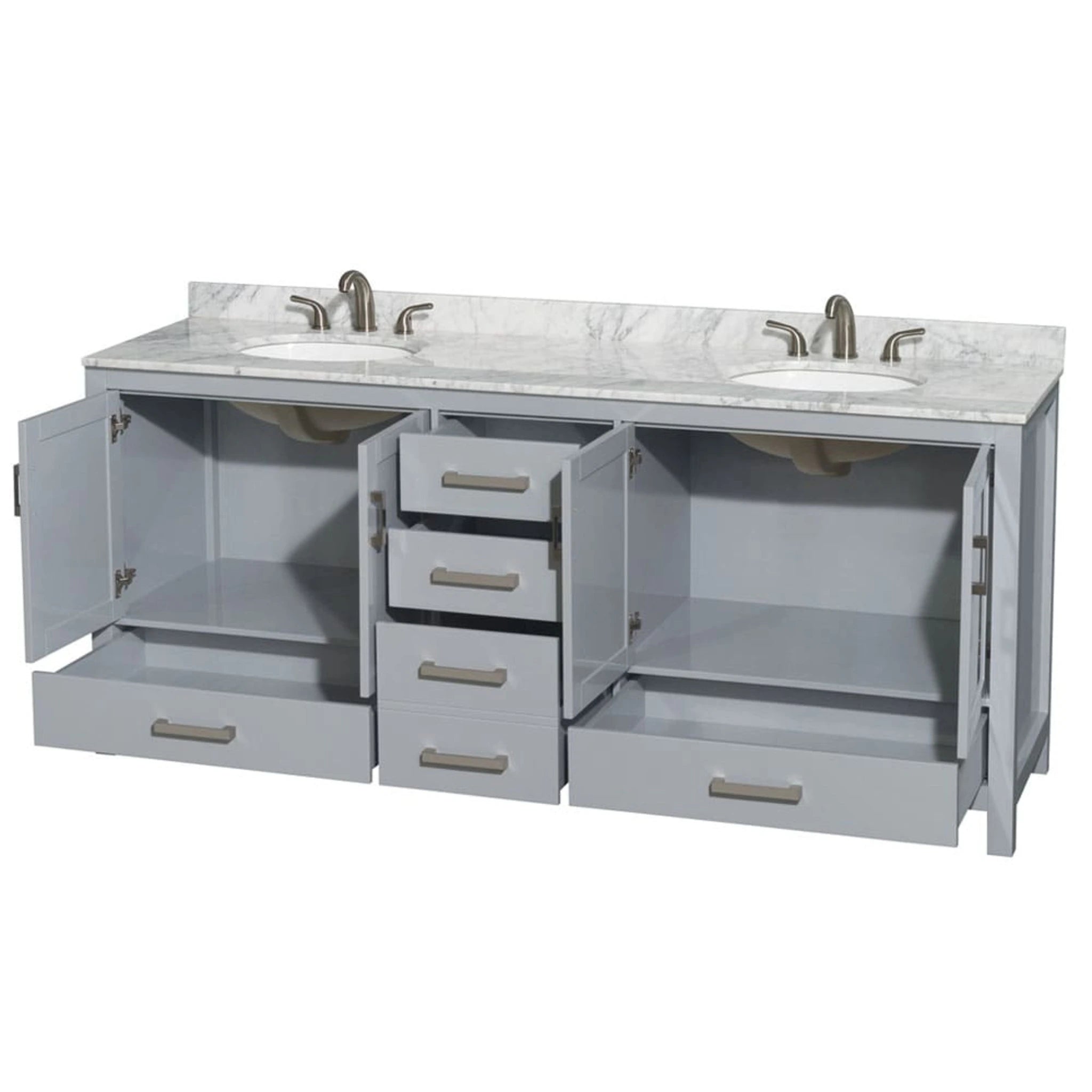 80" Sheffield Double Bathroom Vanity in Gray with Brushed Chrome Trim by Wyndham
