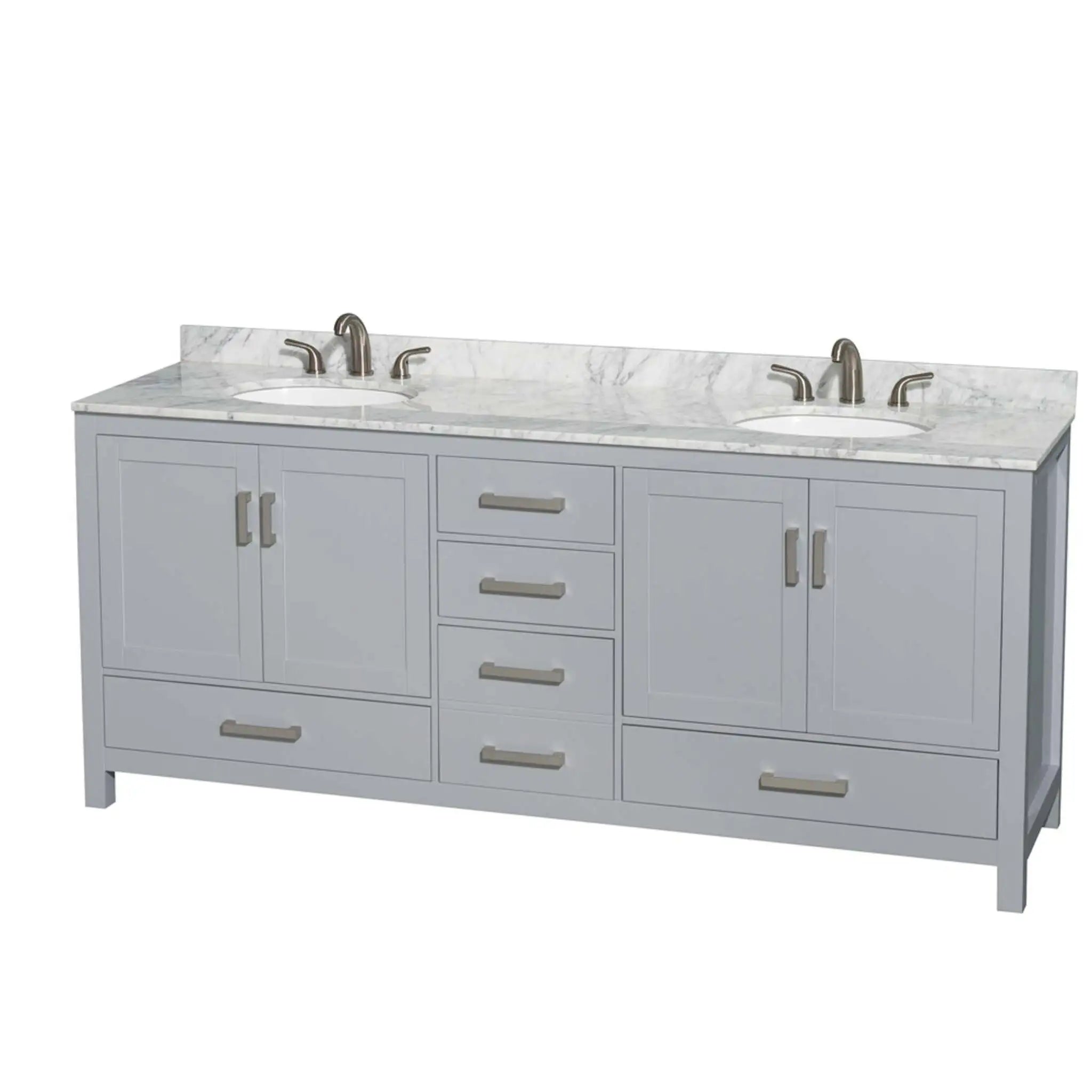 80" Sheffield Double Bathroom Vanity in Gray with Brushed Chrome Trim by Wyndham