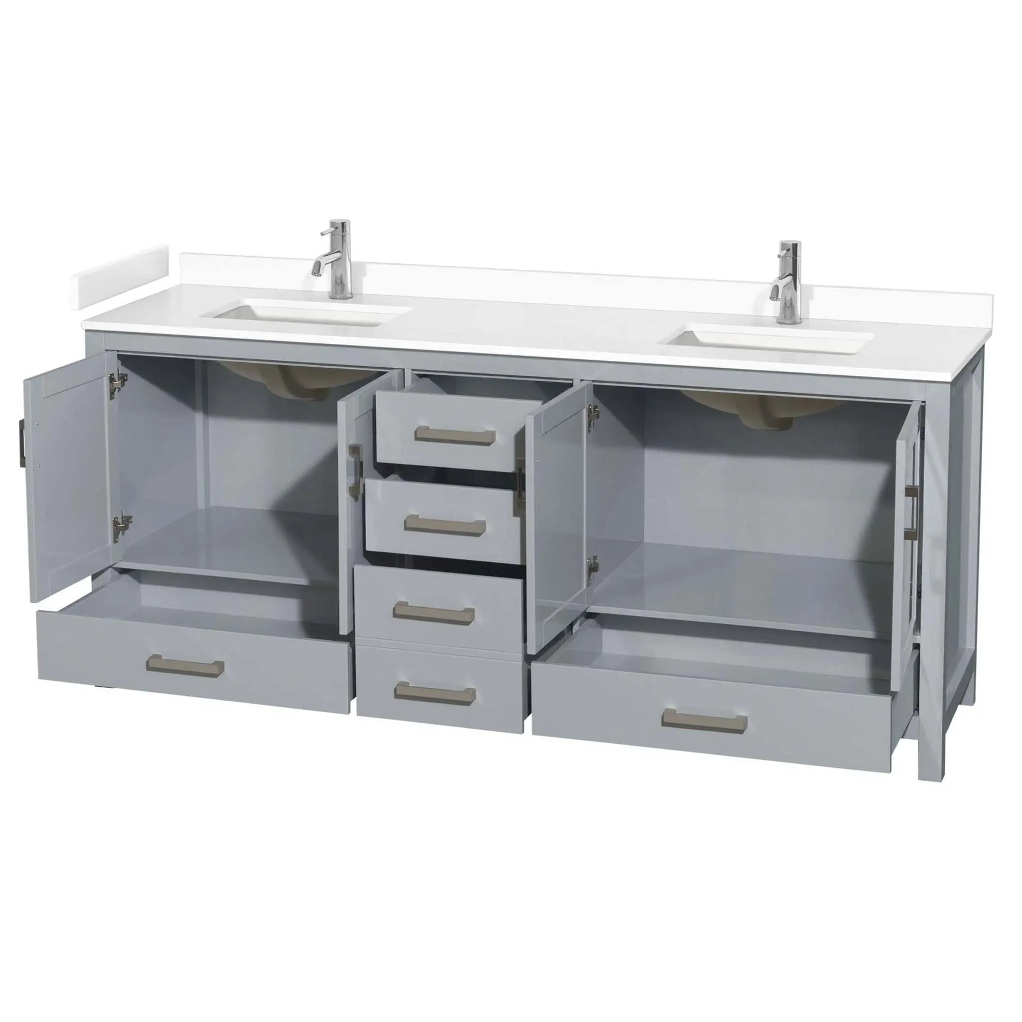 80" Sheffield Double Bathroom Vanity in Gray with Brushed Chrome Trim by Wyndham