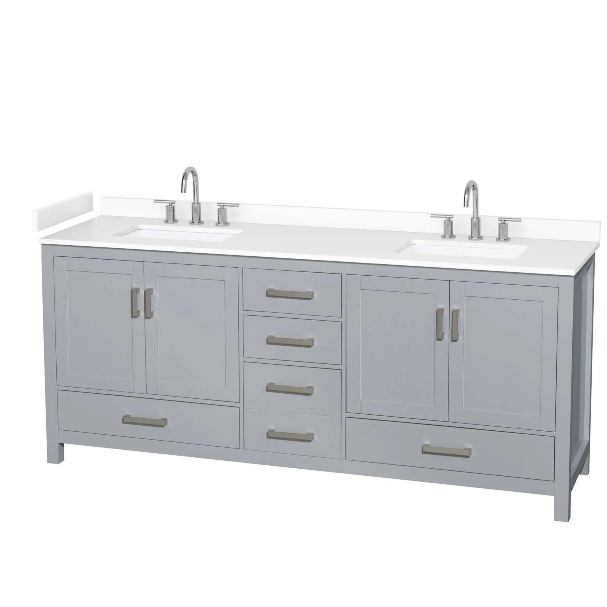 80" Sheffield Double Bathroom Vanity in Gray with Brushed Chrome Trim by Wyndham