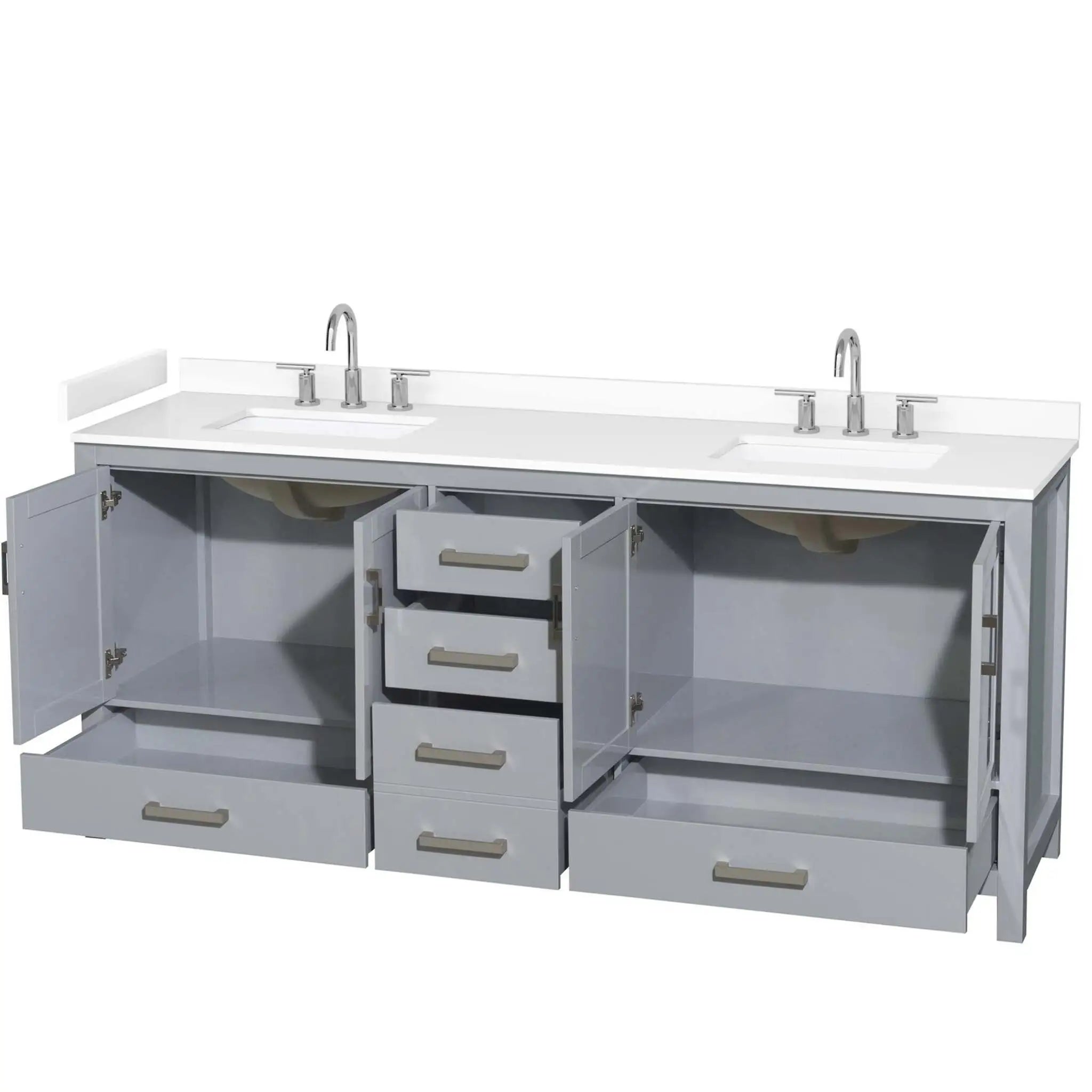 80" Sheffield Double Bathroom Vanity in Gray with Brushed Chrome Trim by Wyndham