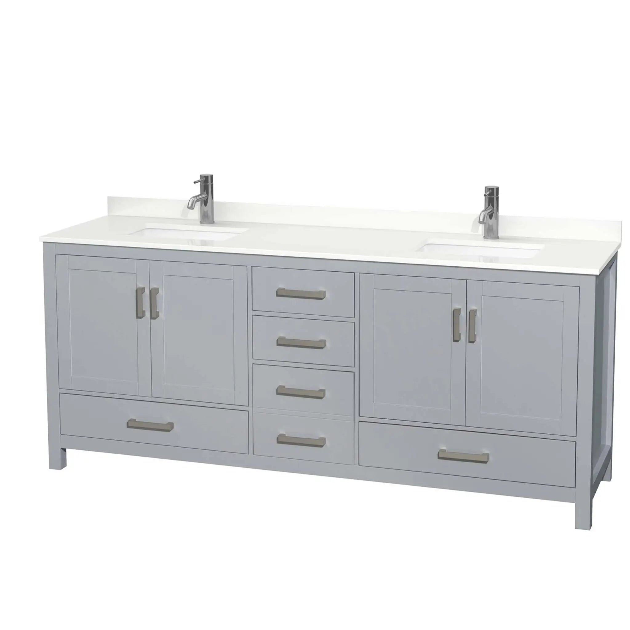 80" Sheffield Double Bathroom Vanity in Gray with Brushed Chrome Trim by Wyndham