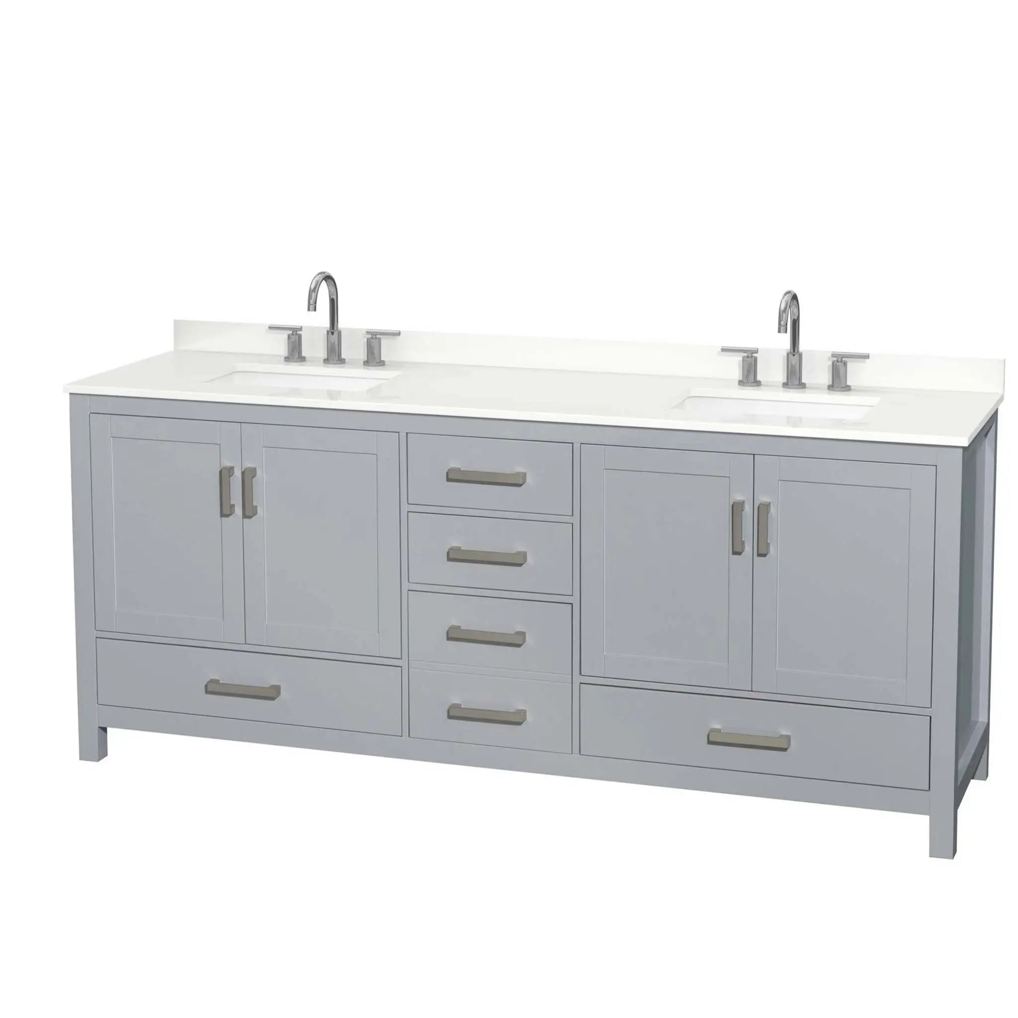 80" Sheffield Double Bathroom Vanity in Gray with Brushed Chrome Trim by Wyndham