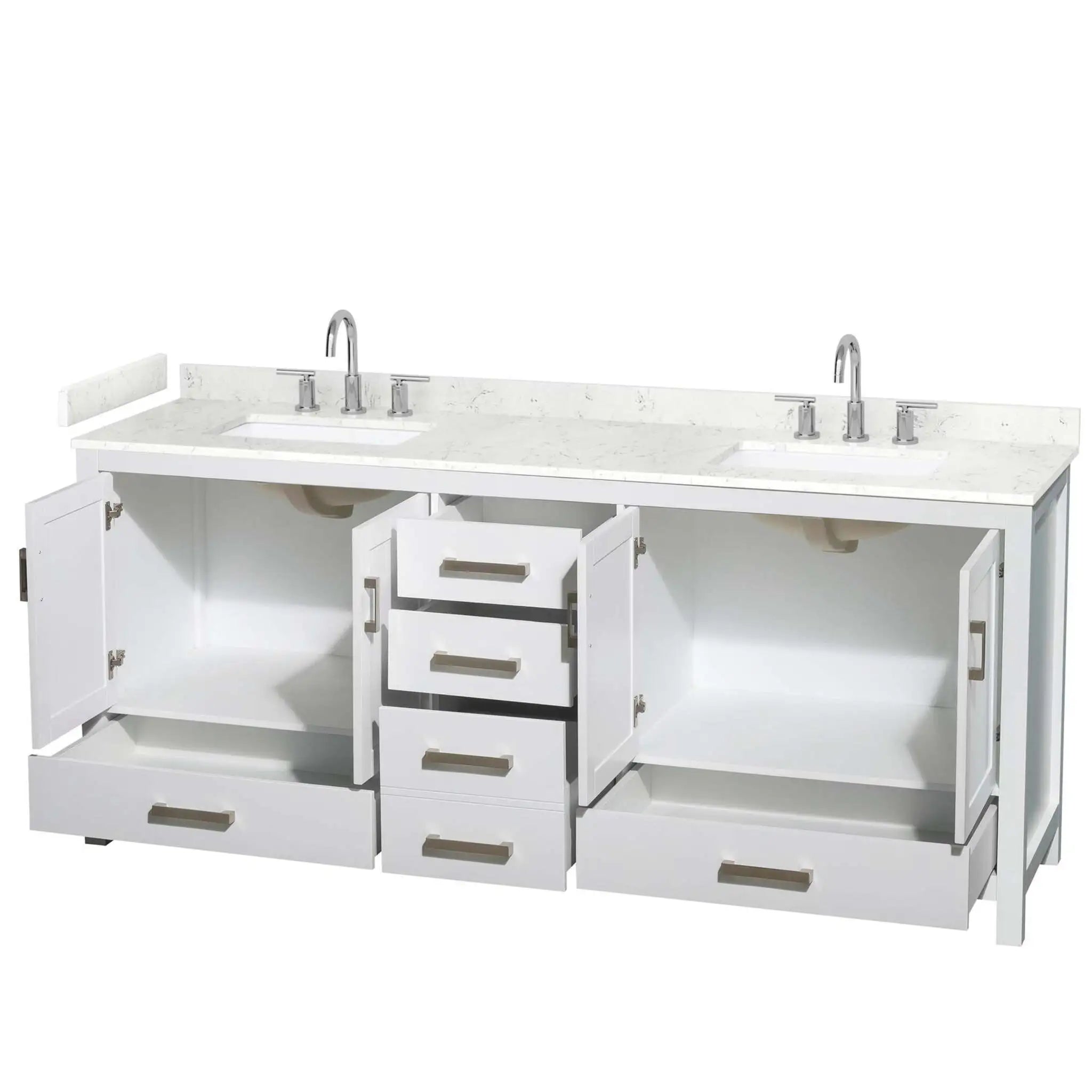 80" Sheffield Double Bathroom Vanity in White with Brushed Chrome Trim by Wyndham
