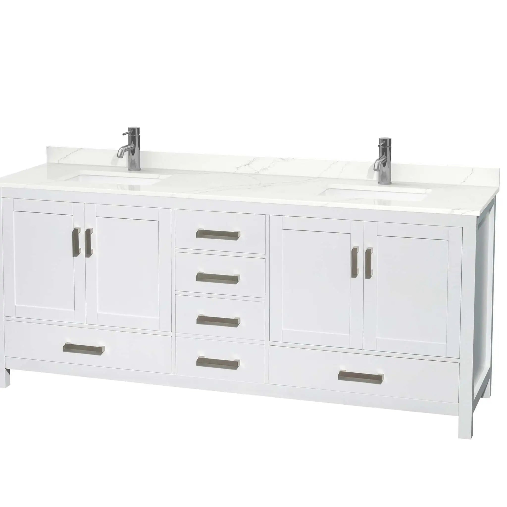 80" Sheffield Double Bathroom Vanity in White with Brushed Chrome Trim by Wyndham