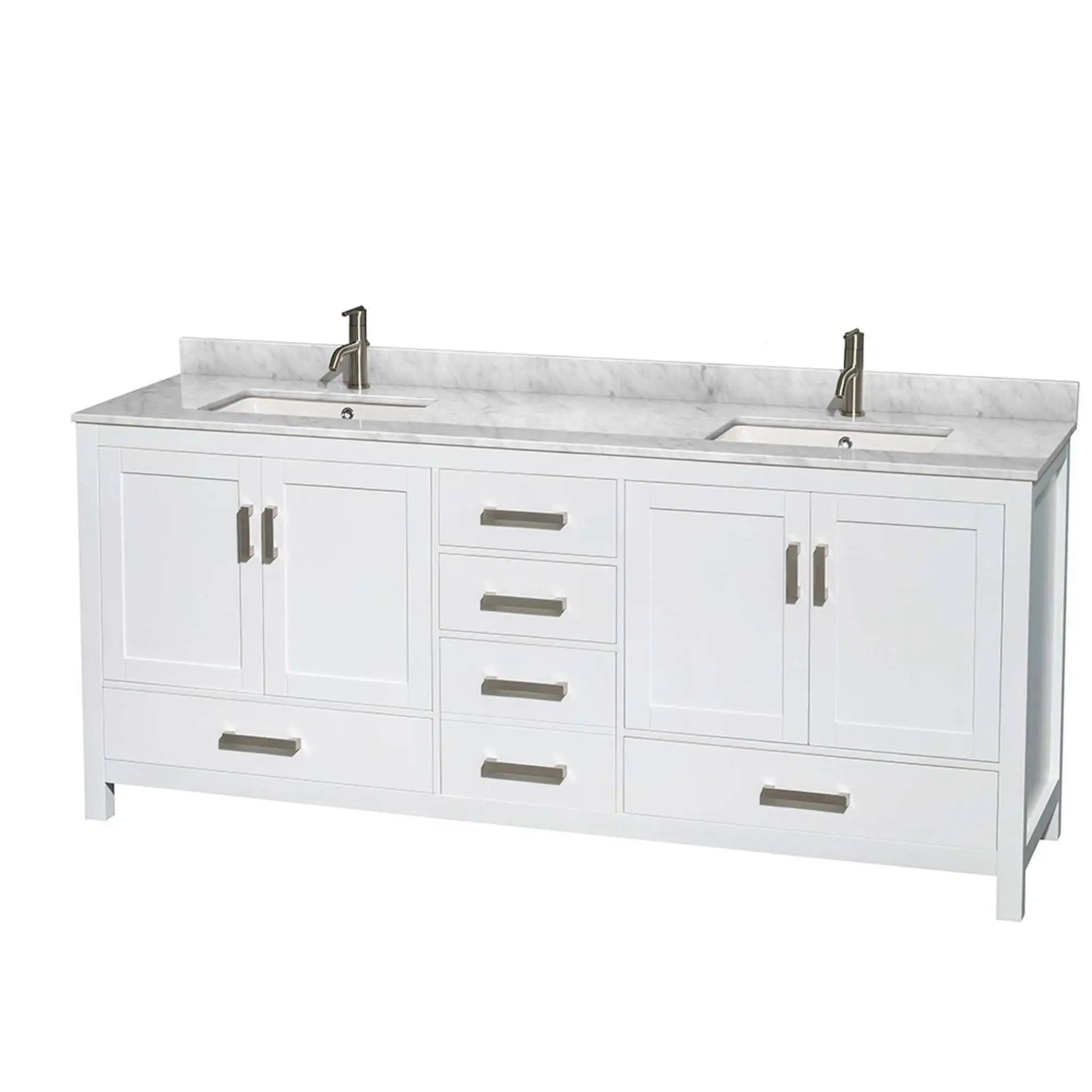 80" Sheffield Double Bathroom Vanity in White with Brushed Chrome Trim by Wyndham