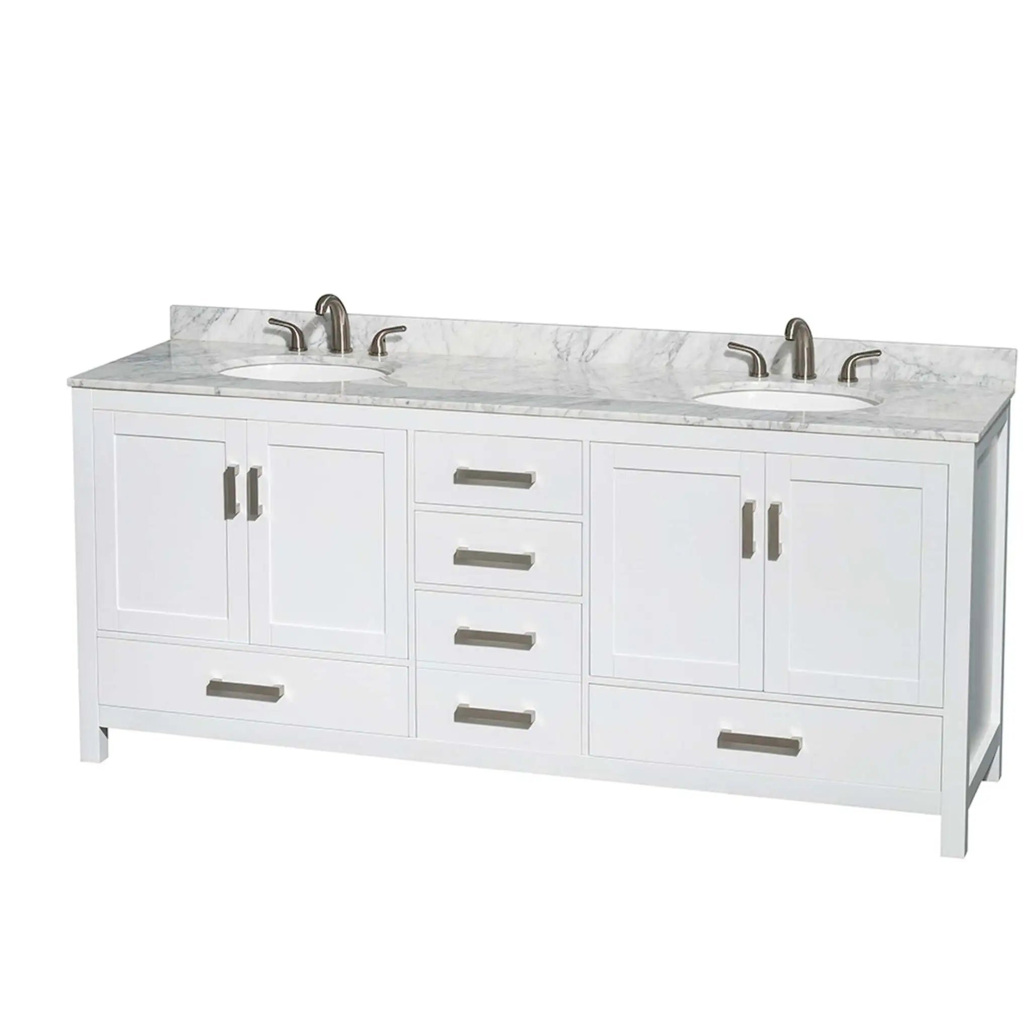 80" Sheffield Double Bathroom Vanity in White with Brushed Chrome Trim by Wyndham