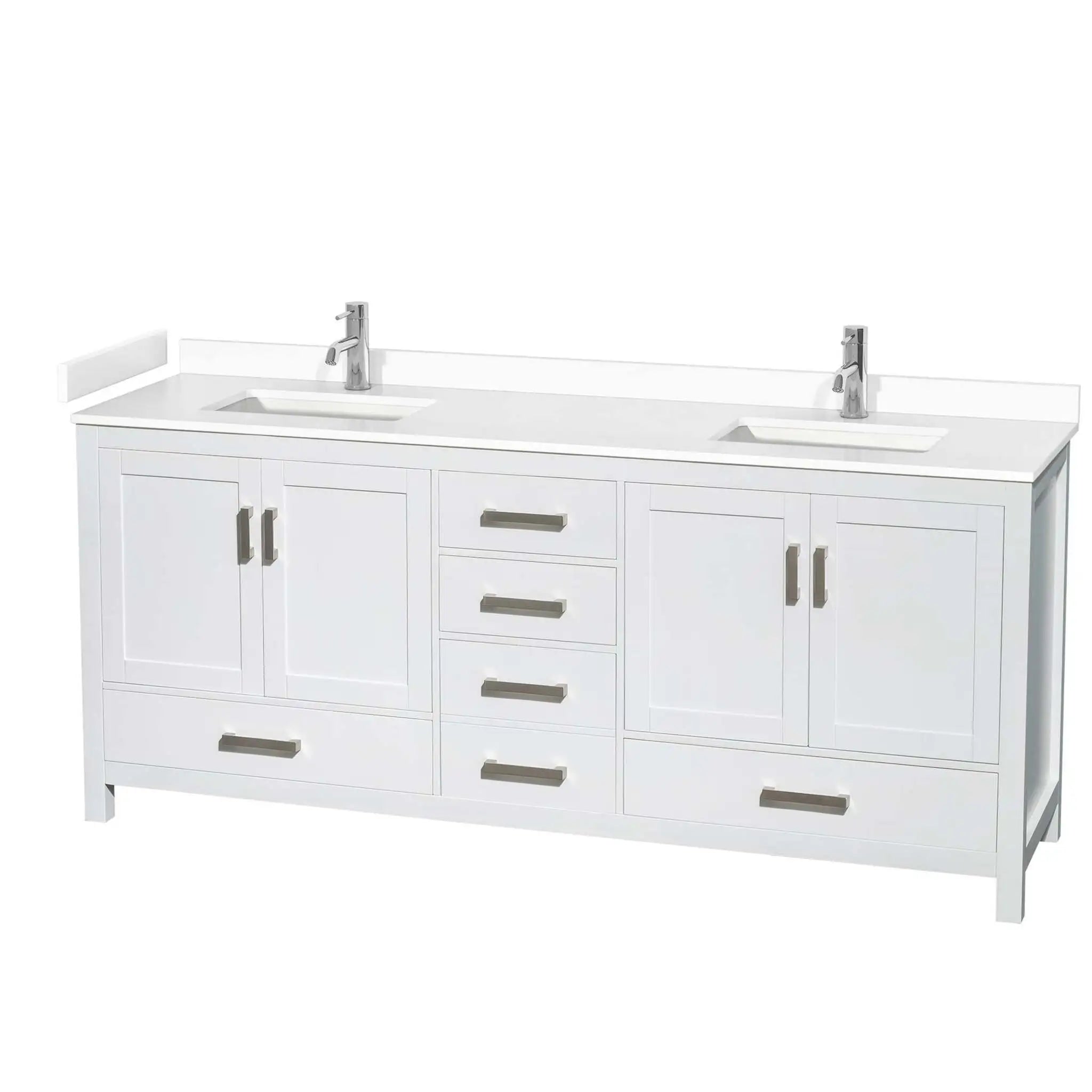 80" Sheffield Double Bathroom Vanity in White with Brushed Chrome Trim by Wyndham