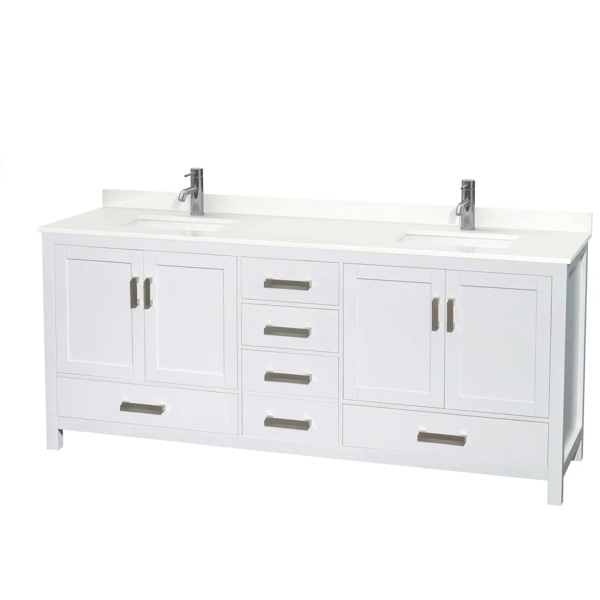 80" Sheffield Double Bathroom Vanity in White with Brushed Chrome Trim by Wyndham