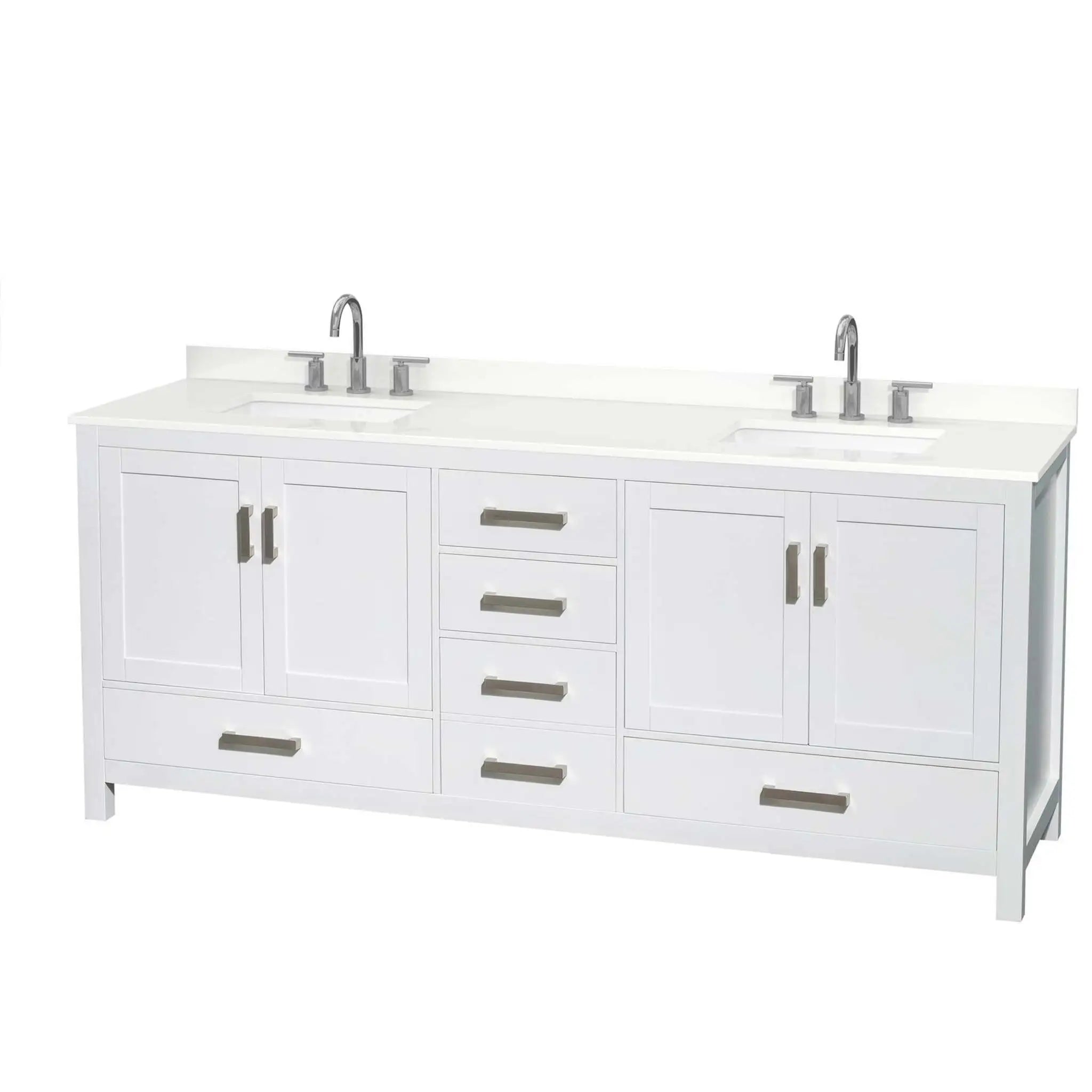 80" Sheffield Double Bathroom Vanity in White with Brushed Chrome Trim by Wyndham