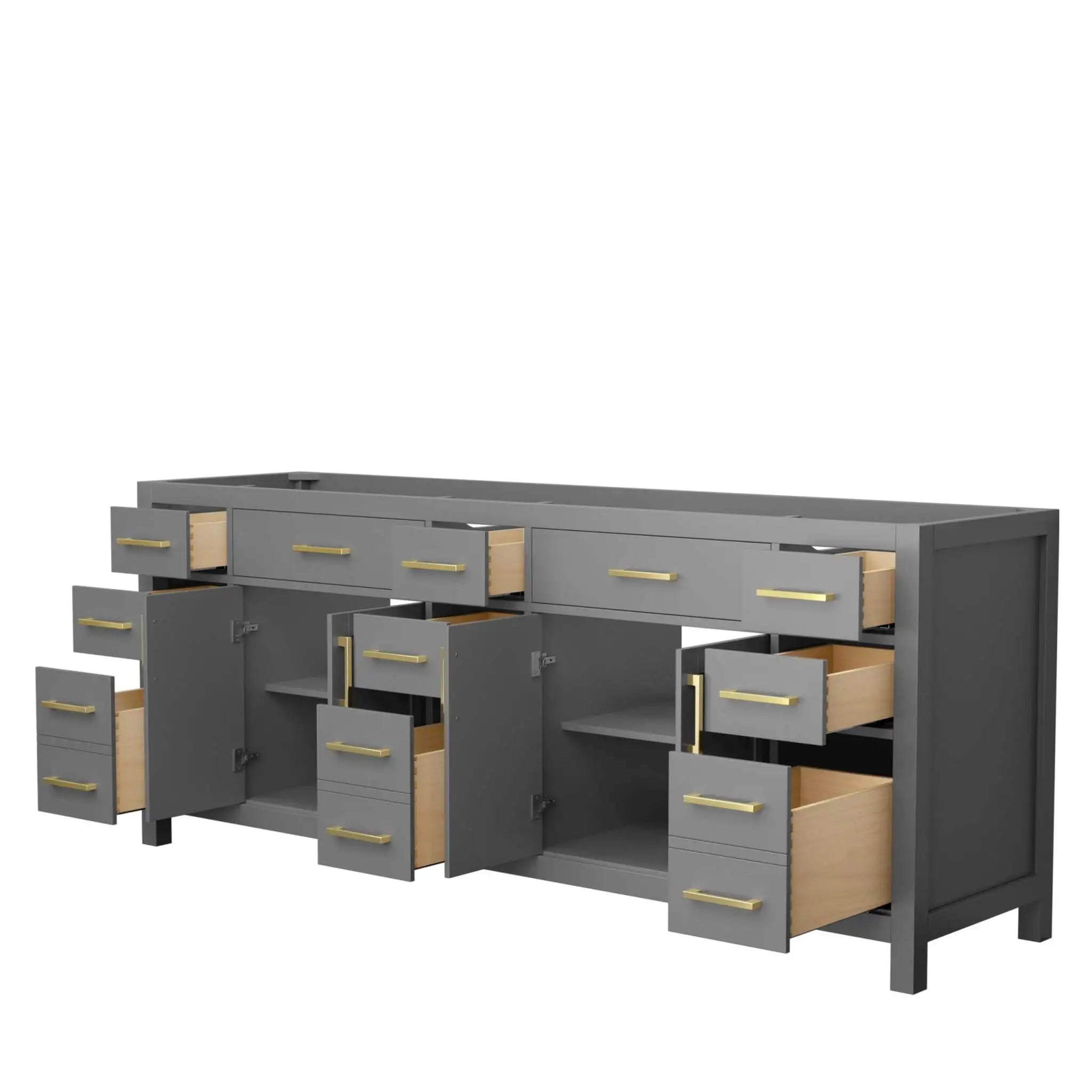 84" Beckett Double Bathroom Vanity in Dark Gray with Brushed Gold Trim by Wyndham