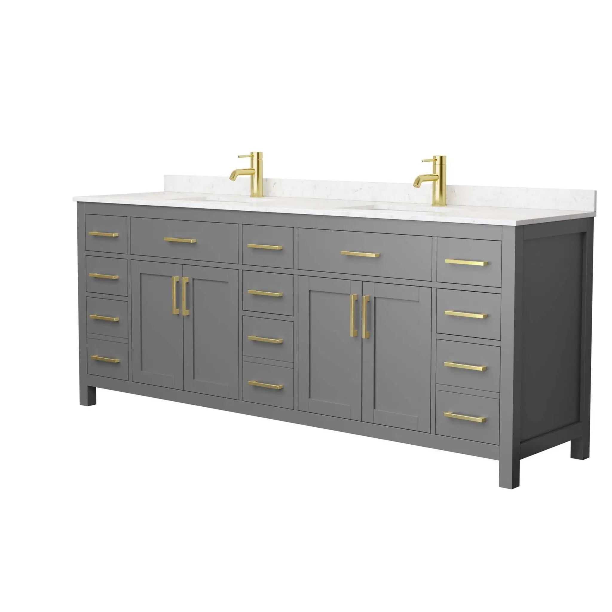 84" Beckett Double Bathroom Vanity in Dark Gray with Brushed Gold Trim by Wyndham