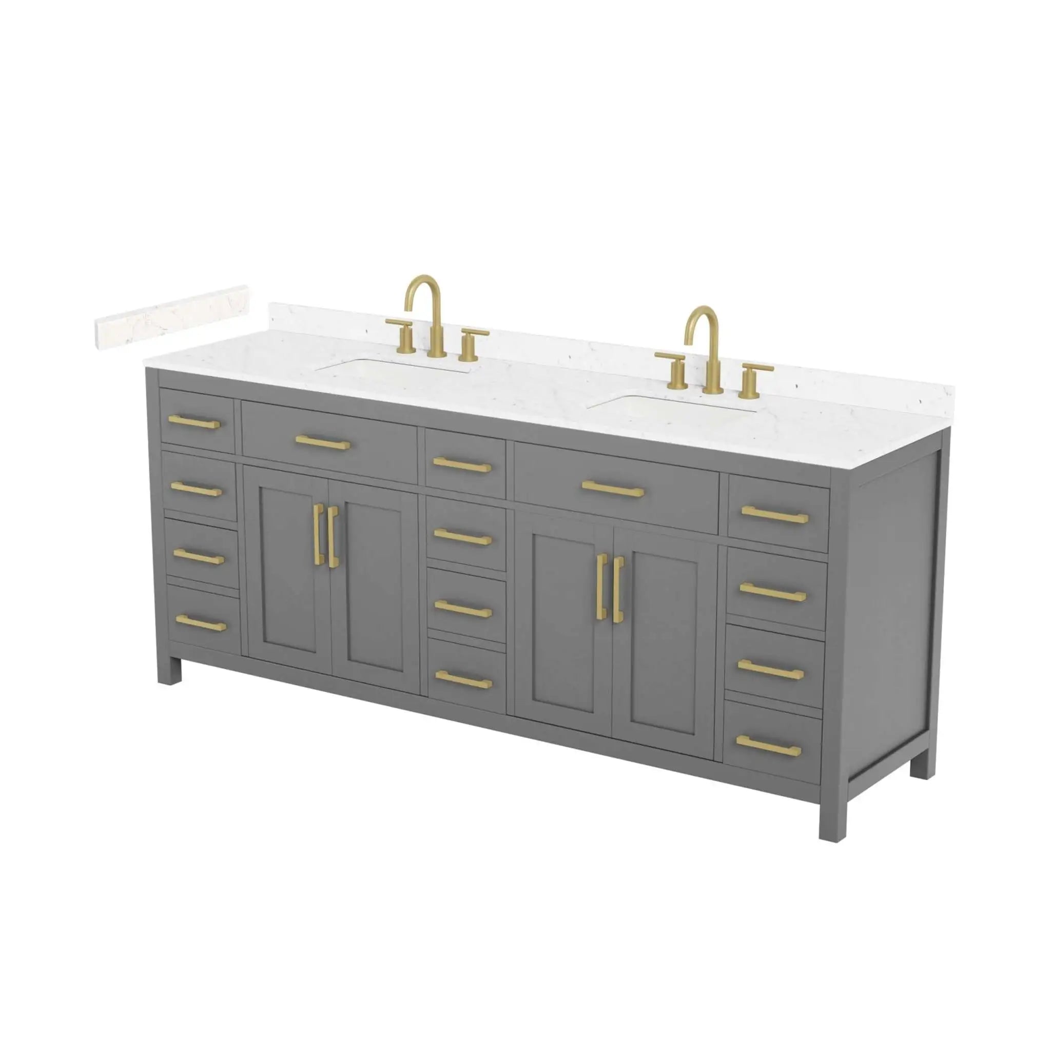 84" Beckett Double Bathroom Vanity in Dark Gray with Brushed Gold Trim by Wyndham