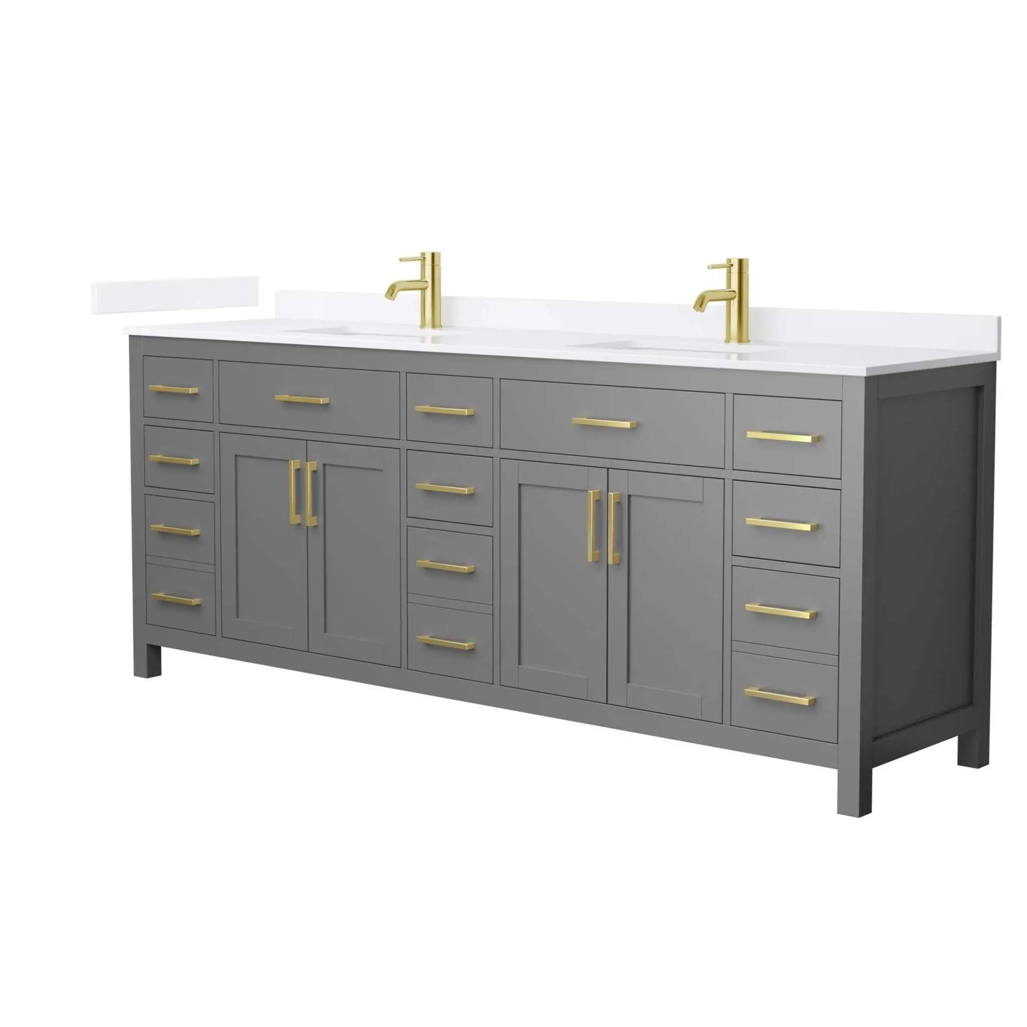 84" Beckett Double Bathroom Vanity in Dark Gray with Brushed Gold Trim by Wyndham