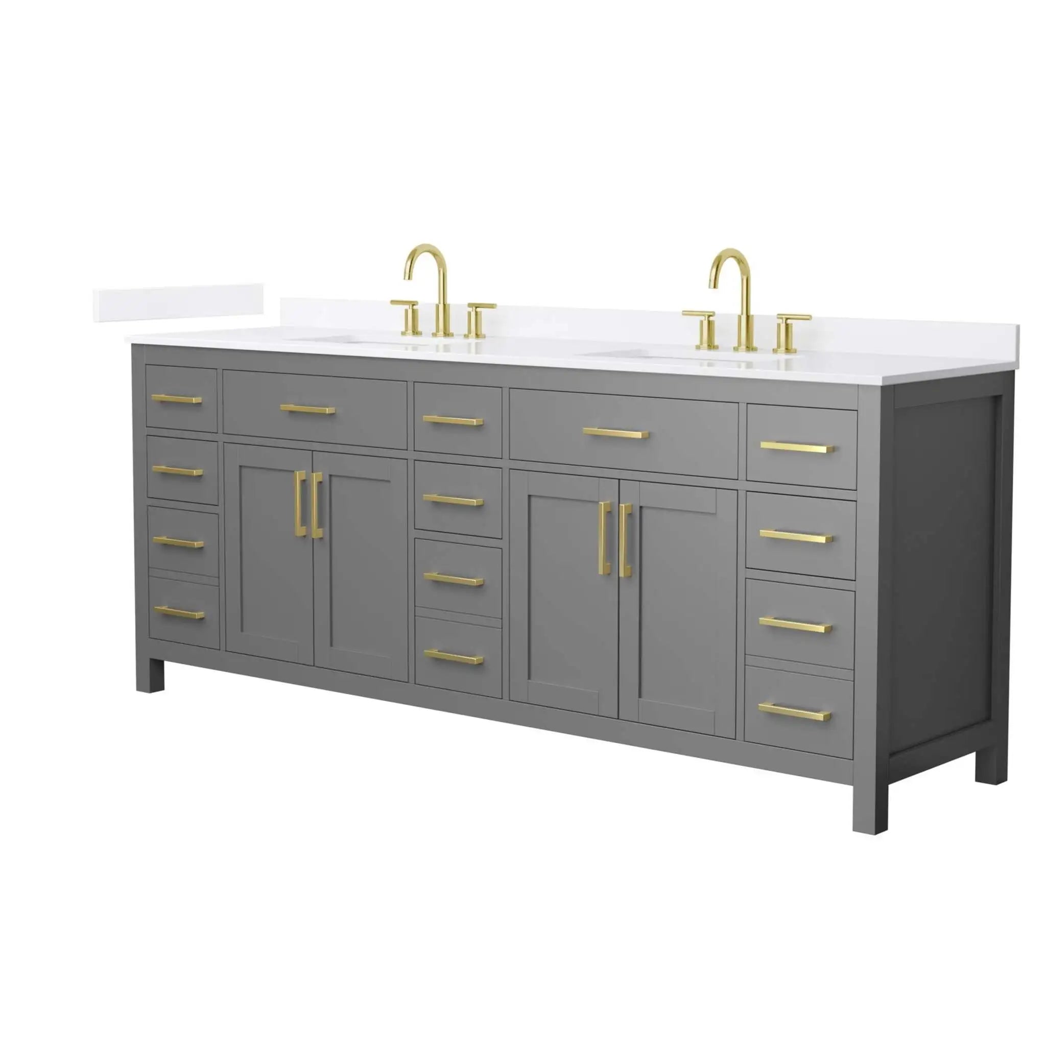 84" Beckett Double Bathroom Vanity in Dark Gray with Brushed Gold Trim by Wyndham