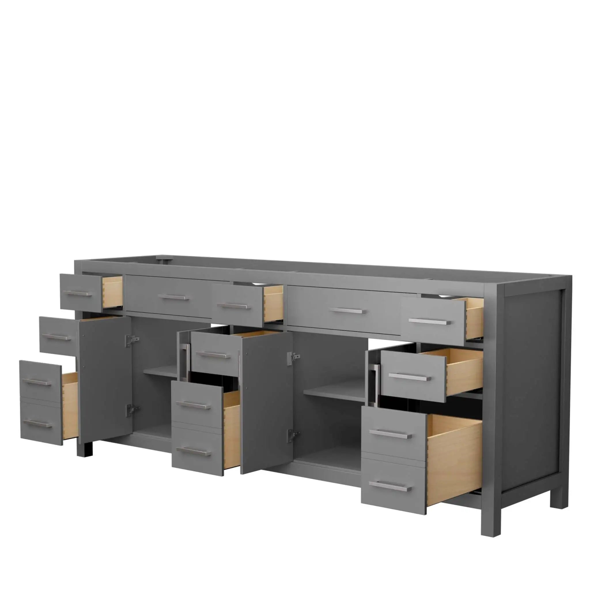 84" Beckett Double Bathroom Vanity in Dark Gray with Brushed Nickel Trim by Wyndham