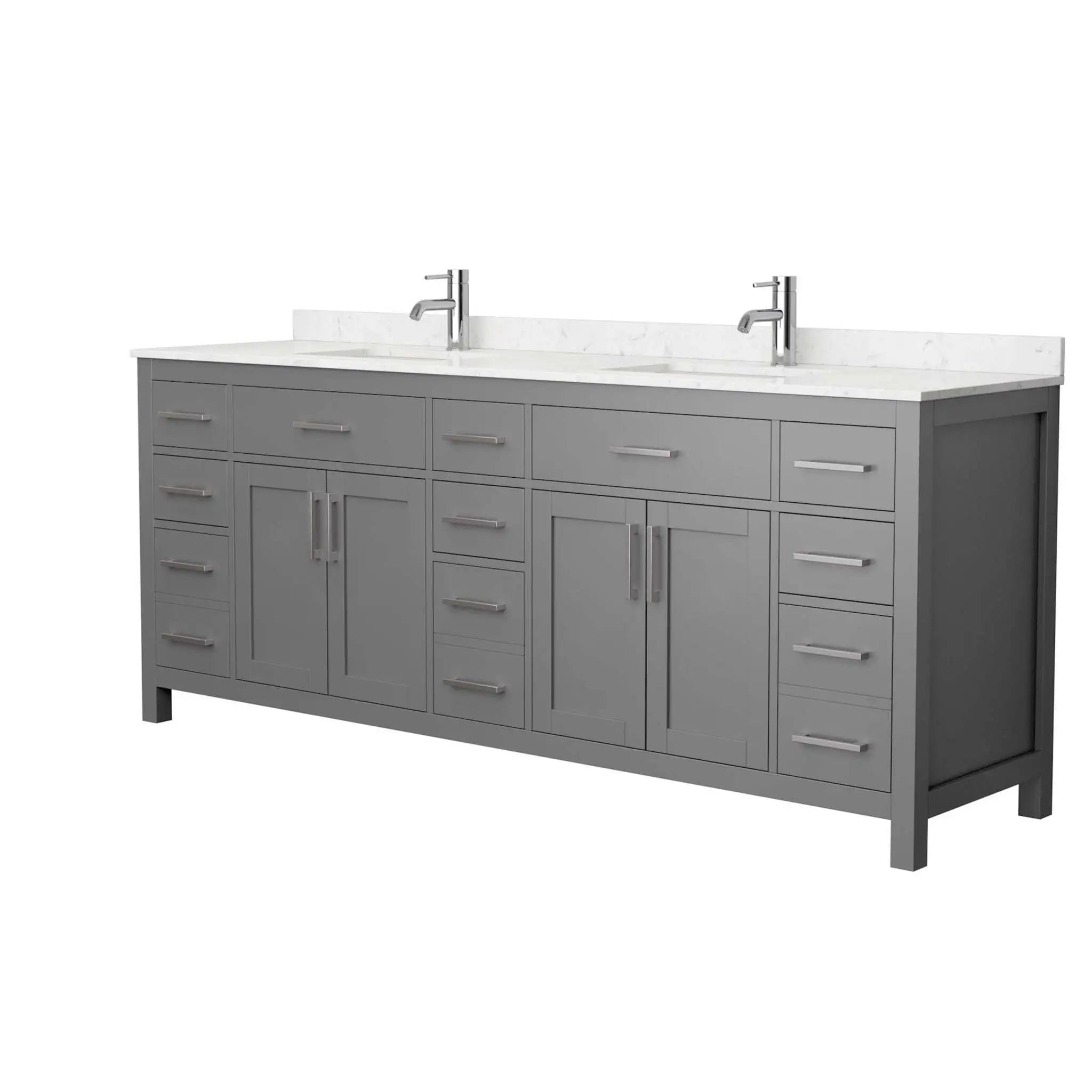 84" Beckett Double Bathroom Vanity in Dark Gray with Brushed Nickel Trim by Wyndham