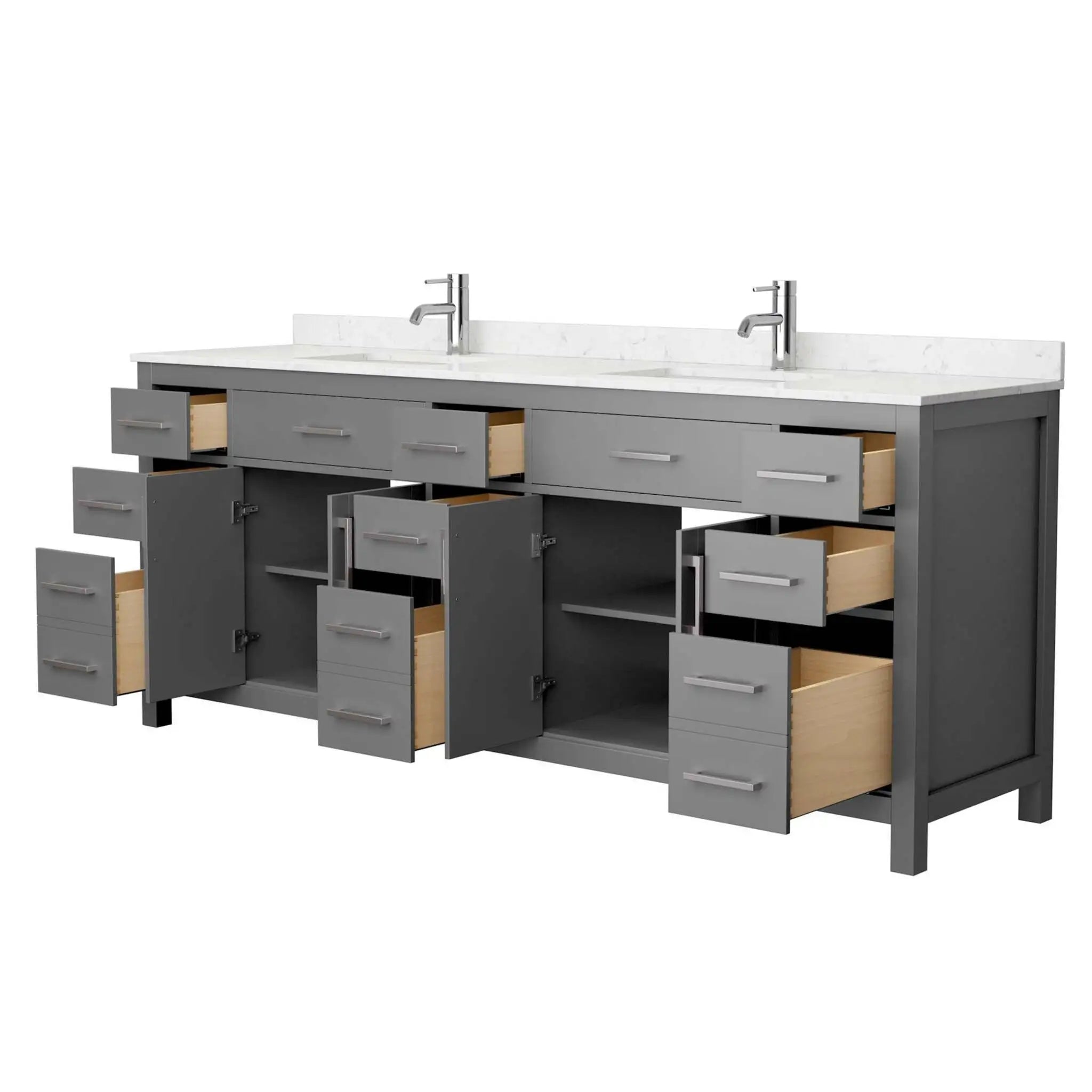84" Beckett Double Bathroom Vanity in Dark Gray with Brushed Nickel Trim by Wyndham