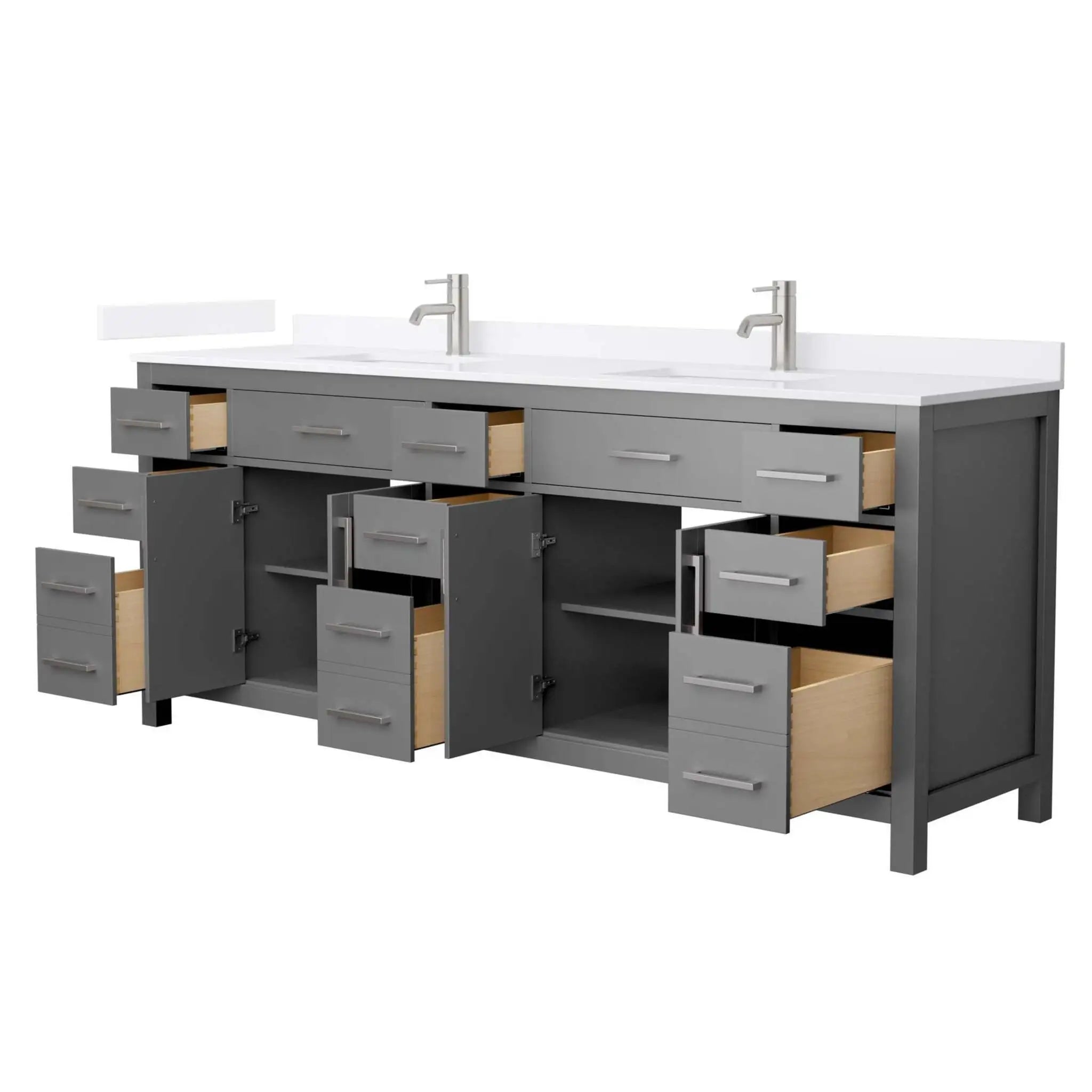 84" Beckett Double Bathroom Vanity in Dark Gray with Brushed Nickel Trim by Wyndham