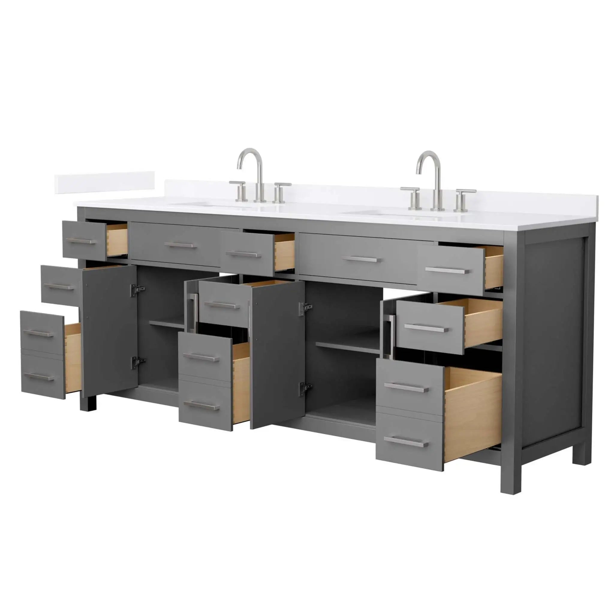 84" Beckett Double Bathroom Vanity in Dark Gray with Brushed Nickel Trim by Wyndham