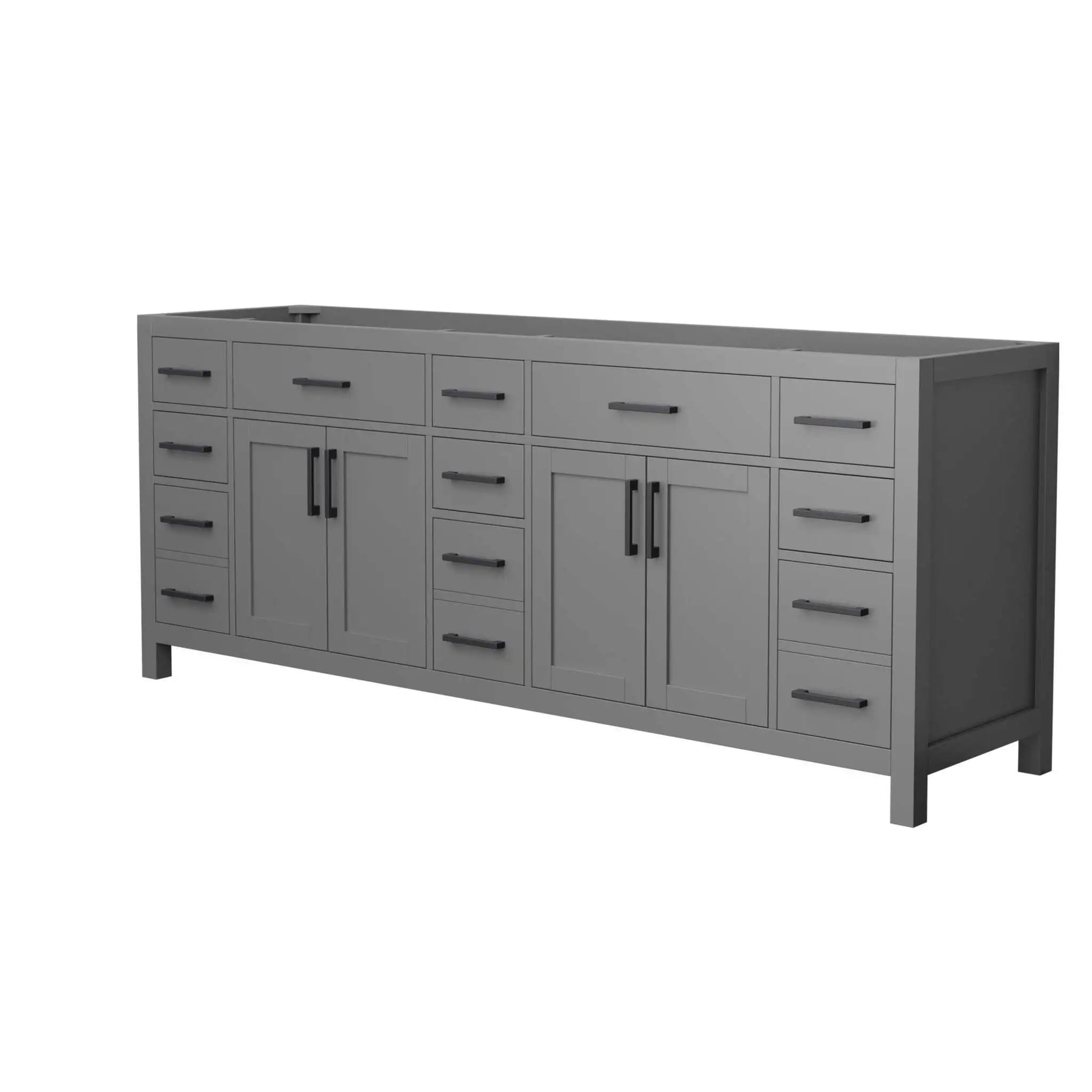 84" Beckett Double Bathroom Vanity in Dark Gray with Matte Black Trim by Wyndham