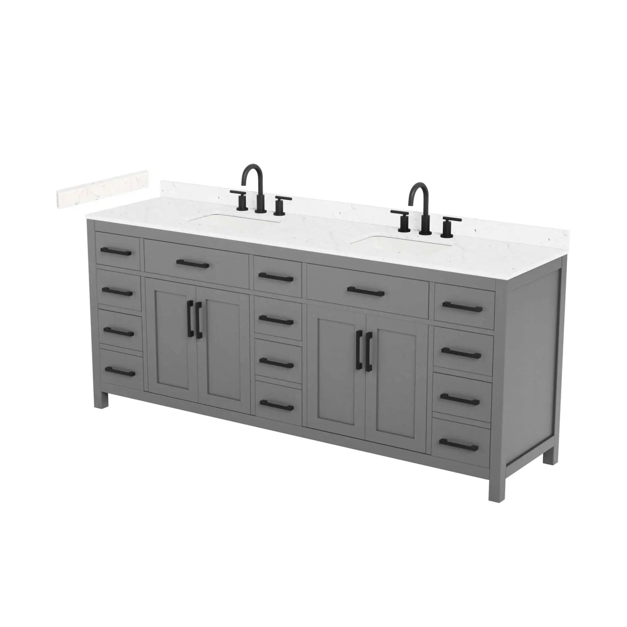 84" Beckett Double Bathroom Vanity in Dark Gray with Matte Black Trim by Wyndham